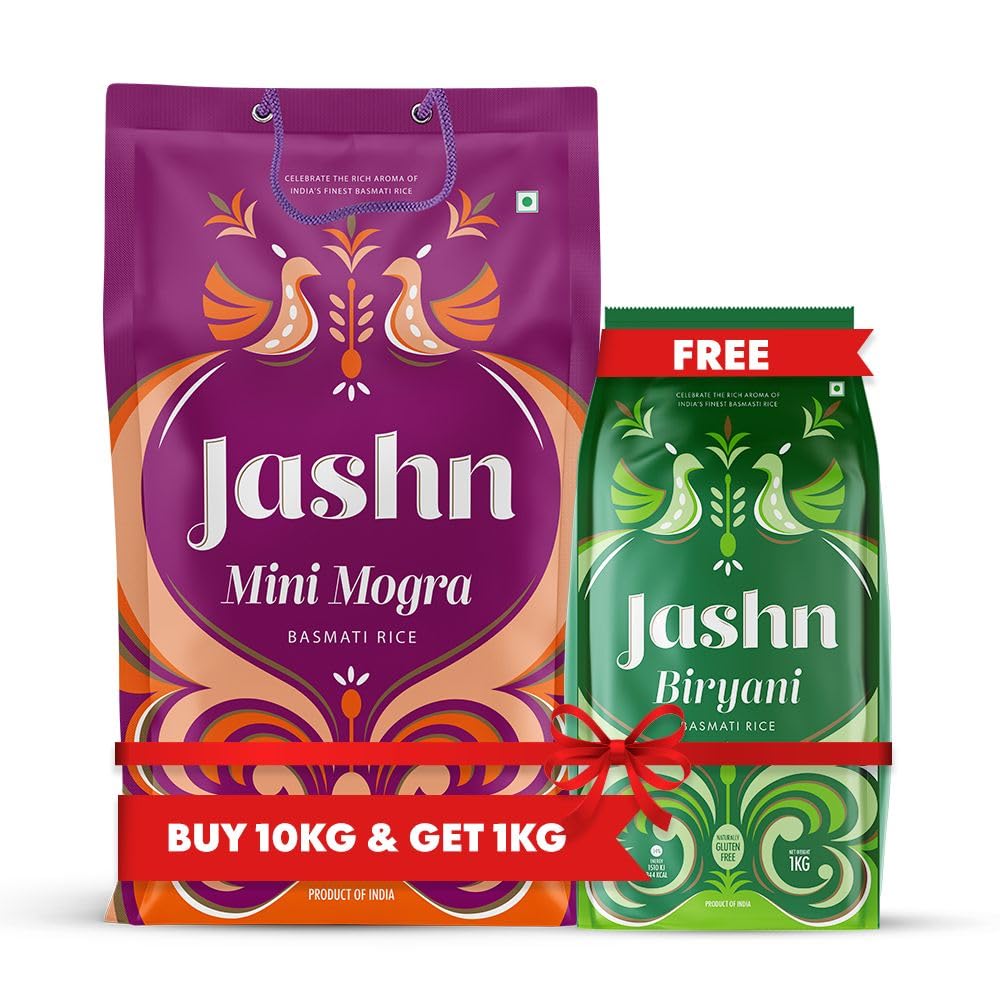 JASHN FOODS Jashn Mini Mogra Basmati Rice-10 Kg(With Free 1 Kg Biryani Rice) (B0CND9H7HS) Amazon Price History, Amazon Price Tracker