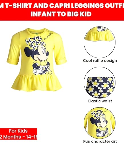 Miniatura 6 de Disney Minnie Mouse - Conjunto de camiseta y leggings para bebés y niños grandes (12 meses - 14-16)