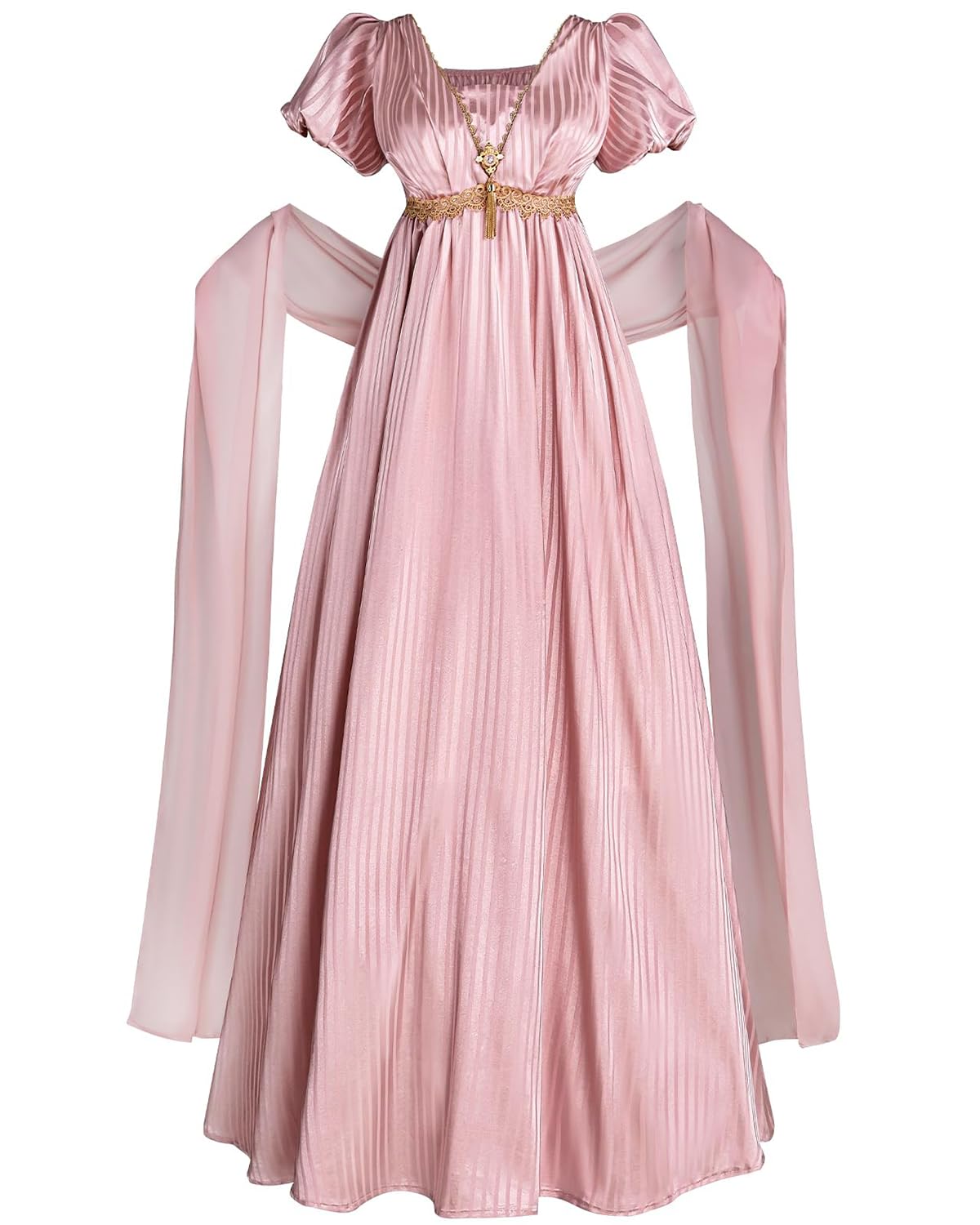 CR ROLECOS Regency Dresses for Women Empire Waist Regency Era Dress Costume Victorian Tea Gown Pink XS โ image 1