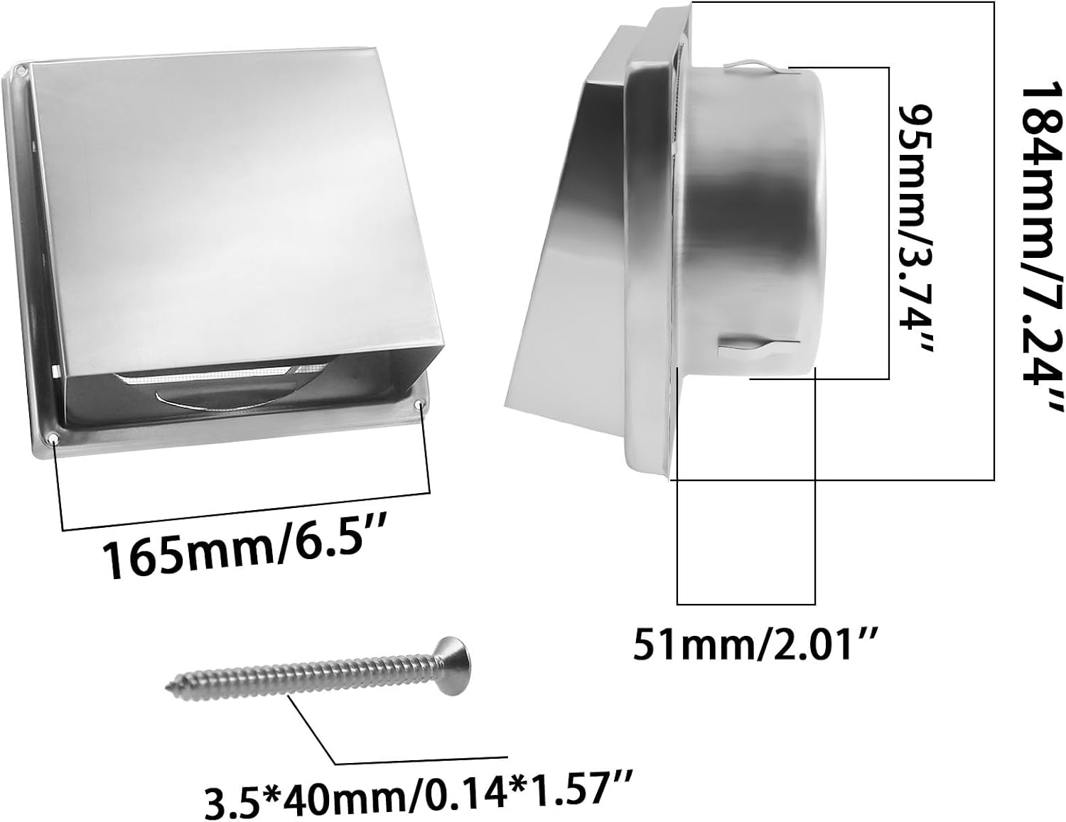 Exhaust Air Vent Cover,Exhaust Hood Vent with Rain Cover,TTZEZE SUS304 Dryer Vent Cover,Cowled External Extractor Fan Vent Dryer Cover,HVAC Exhaust Vent Duct Cover with Fine Mesh Screen