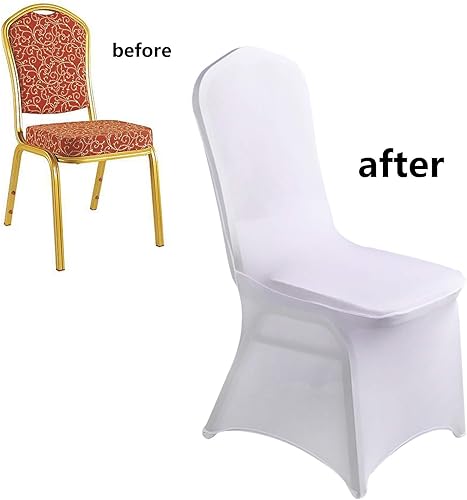 Miniatura 4 de LZY 20 fundas elásticas de elastano para sillas de bodas, fiestas, banquetes de comedor y decoración de sillas (blanco, 20)