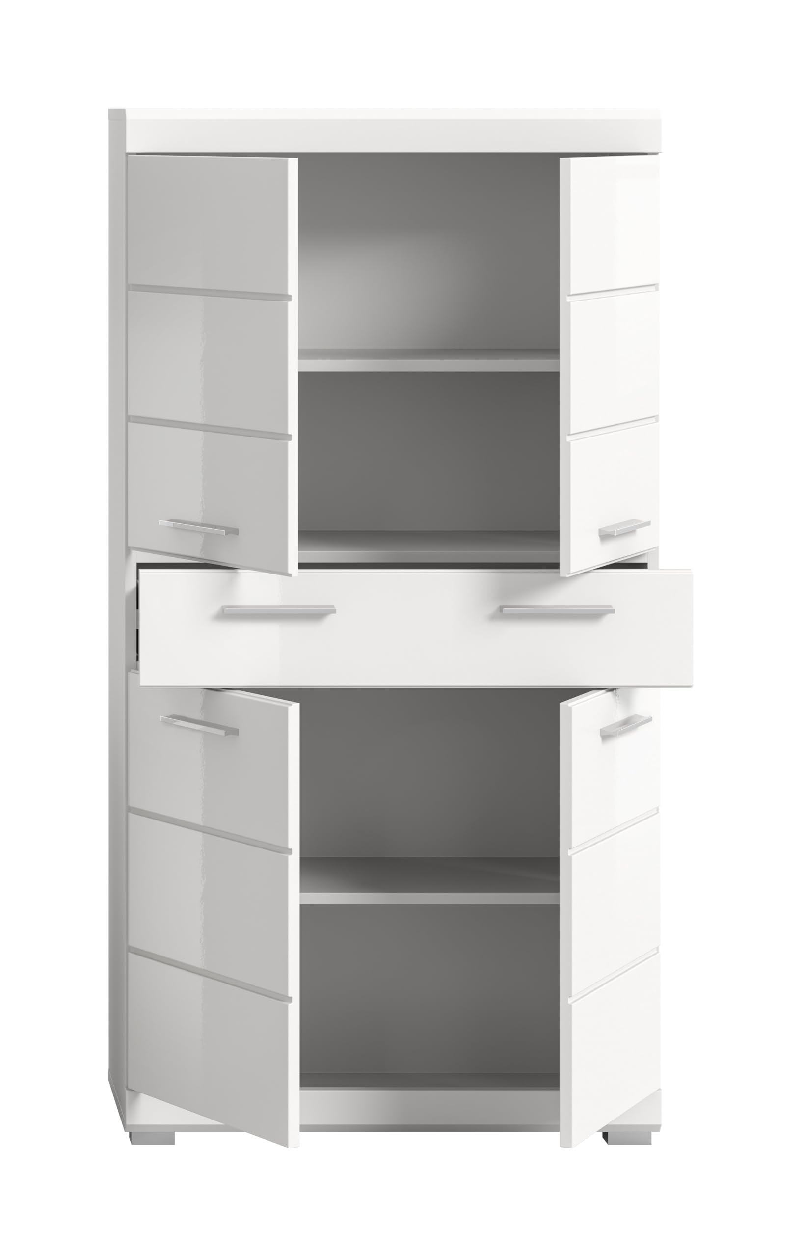 xonox.home - Badmidischrank Scout 74x141x31 cm in weiß und weiß Hochglanz - Badset Badmöbel Badezimmerkombination - Pflegeleichte Oberfläche einfache Montage – Bild 3