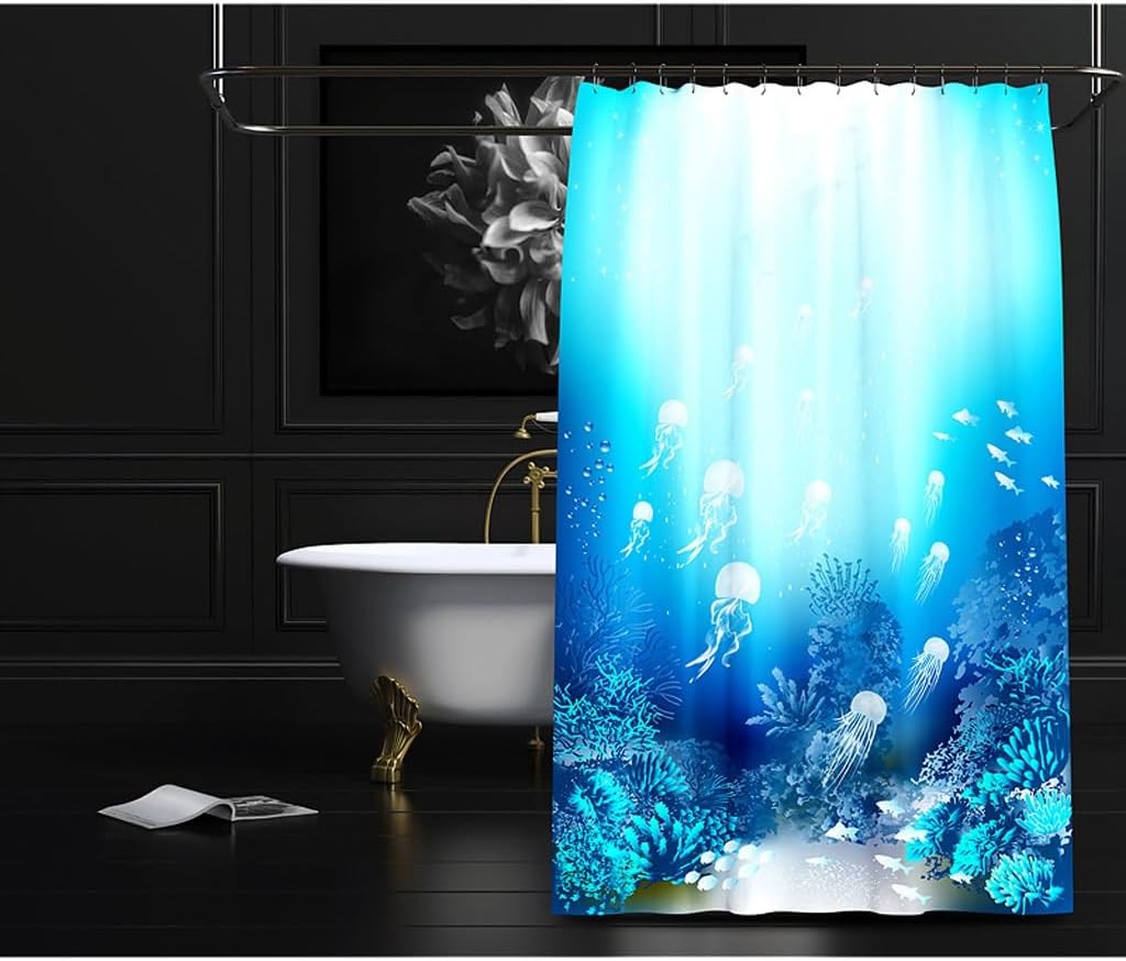 Shower Liner Shower Curtain Underwater World Pattern Shower Curtain Polyester Waterproof Shower Curtain Bathroom Partition Curtain Bathroom Curtain Suitable for Bathroom (Size : W120xH180cm) ( )