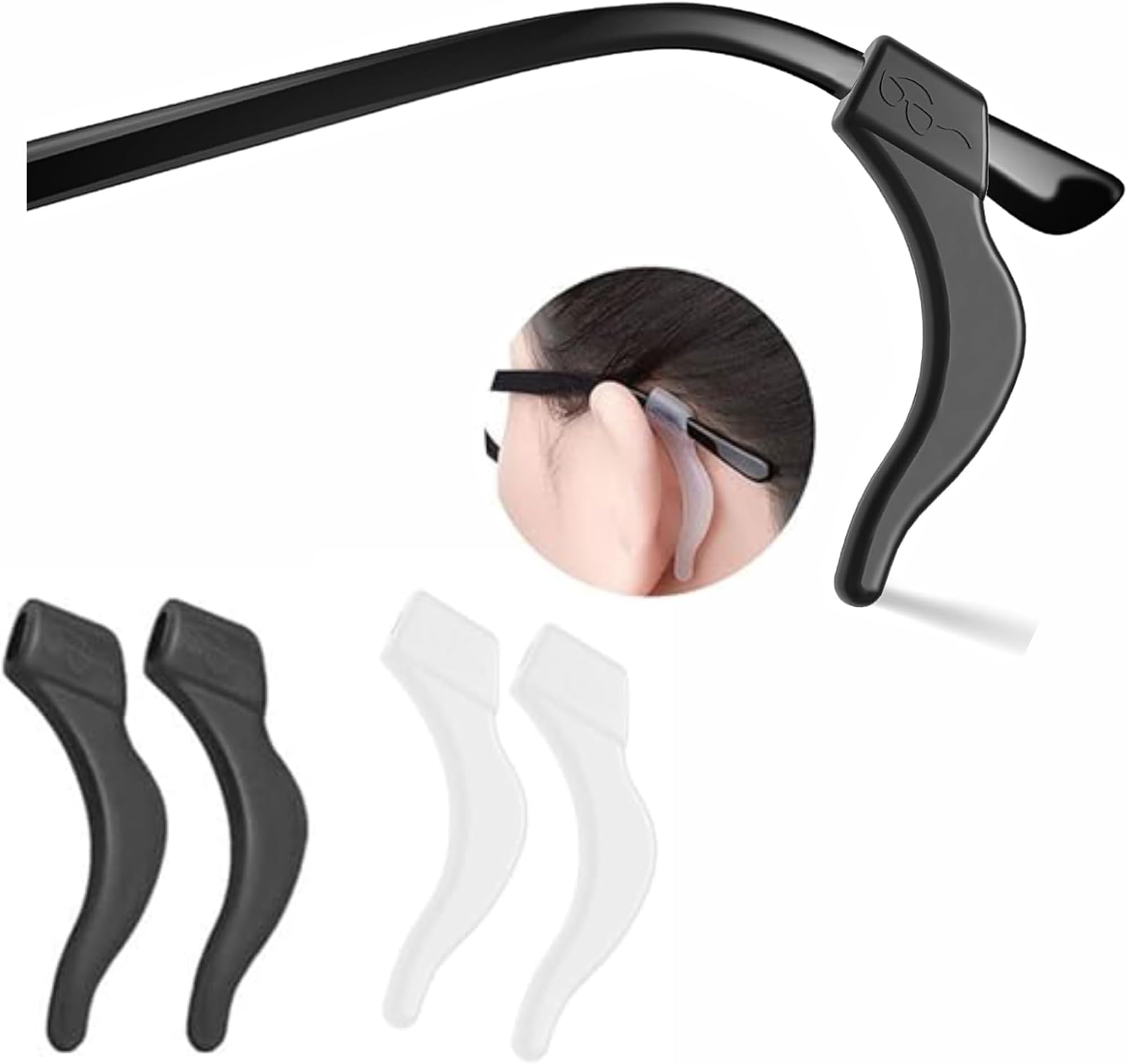 FEORA Ear Grips Supporter for Spectacles Hook Temple Tips Retainer Spectacle holder Eye Glasses Spec supporter hooks Anti Slipping Anti-Fall Eye Glass Holder for Eyewear Specs holder Strap - Pairs