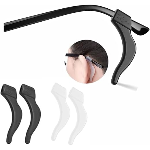 FEORA Ear Grips Supporter for Spectacles Hook Temple Tips Retainer Spectacle holder Eye Glasses Spec supporter hooks Anti Slipping Anti-Fall Eye Glass Holder for Eyewear Specs holder Strap - Pairs