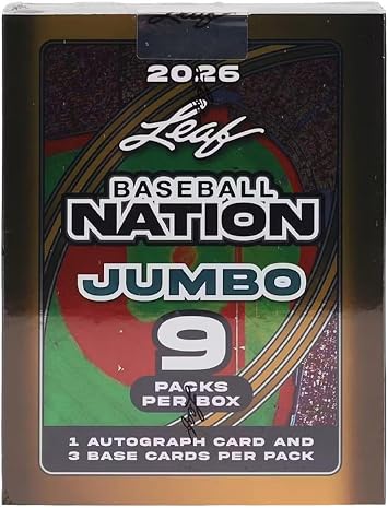 2026 Leaf Baseball Nation Hobby Jumbo Trading Card Box 9 Autographs Per Jumbo Box