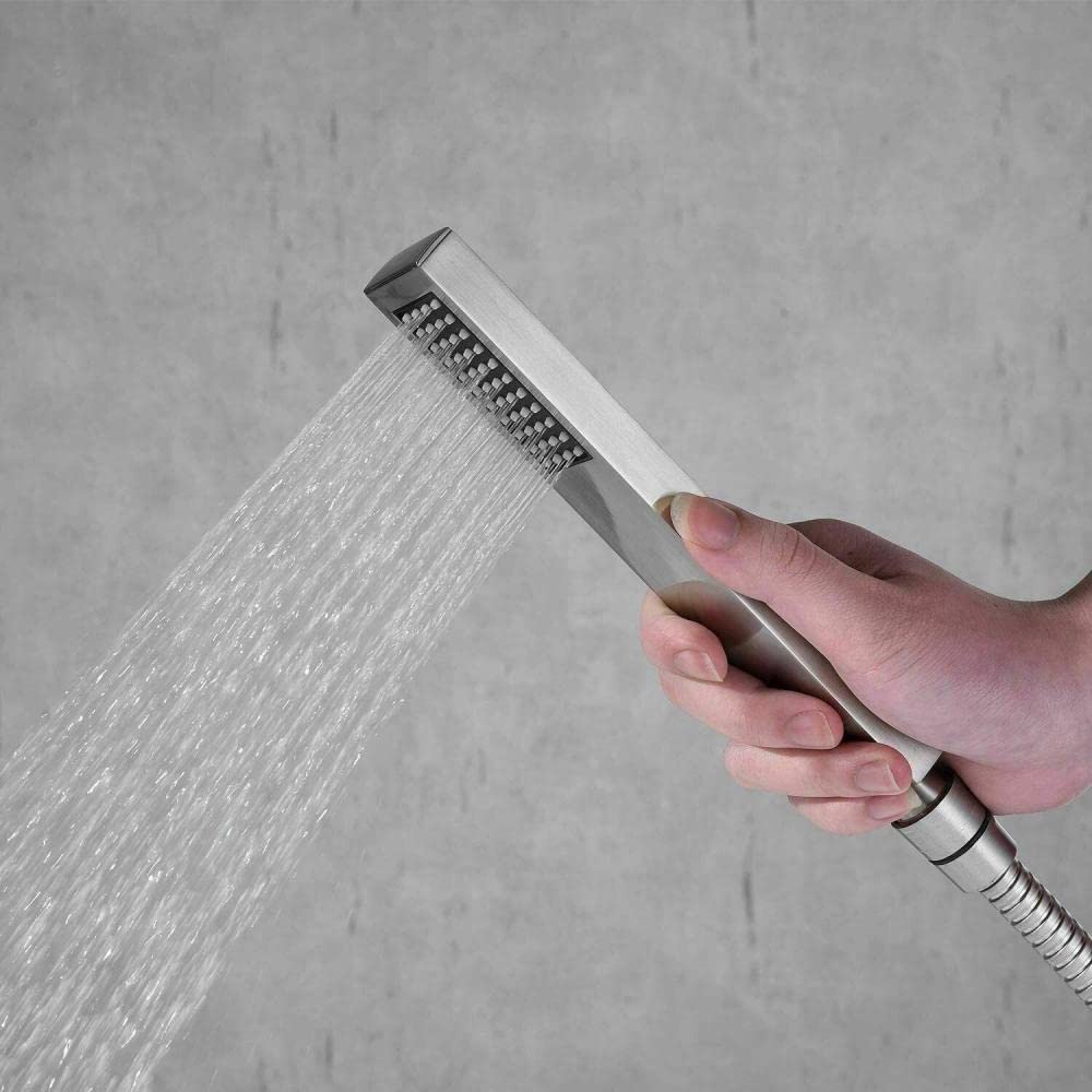 Filtro per Vasca da Bagno autonomo da Pavimento con Rubinetto per Vasca in Nichel Spazzolato con spruzzatore,