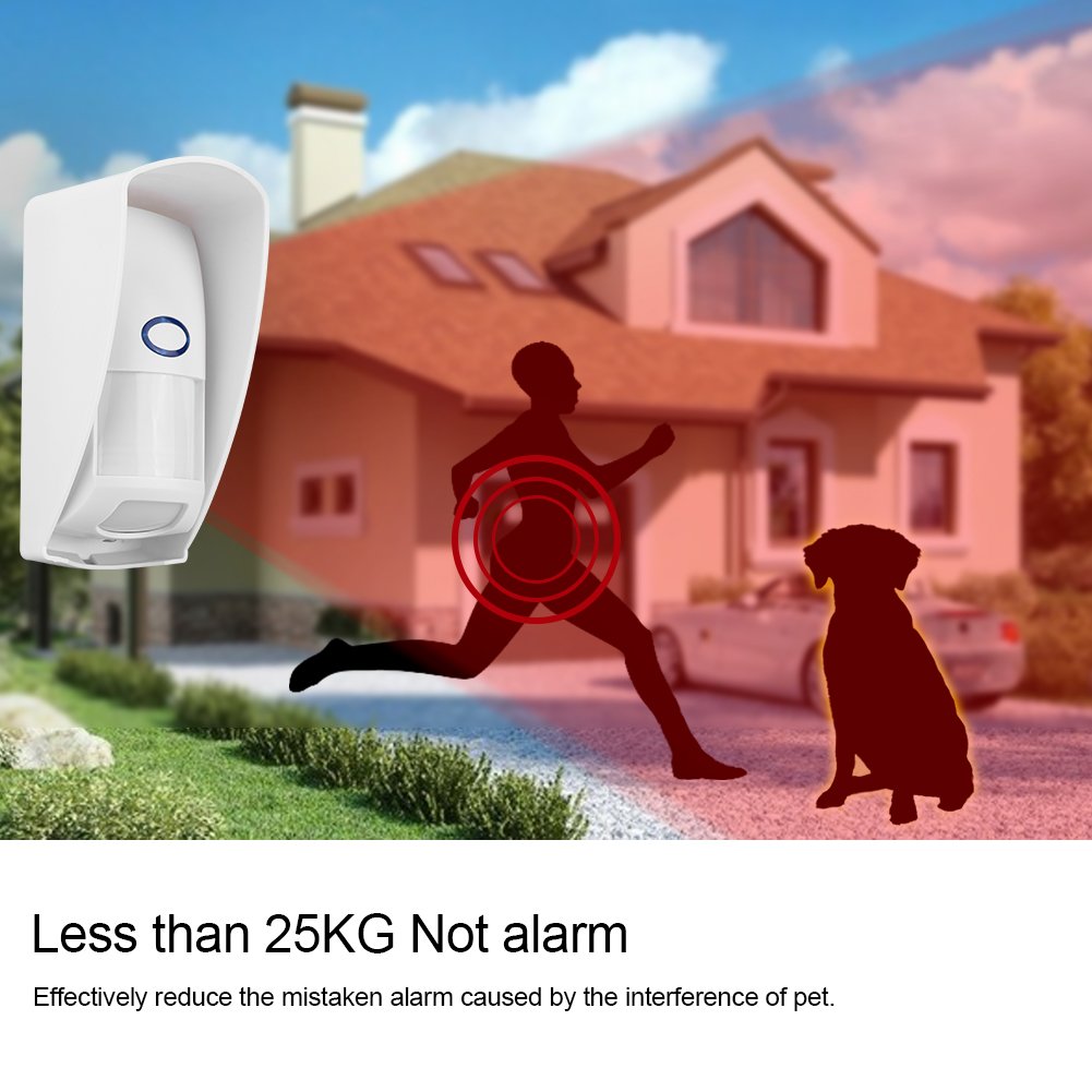 Detector de Movimiento infrarrojo PIR inalámbrico para Exteriores a Prueba de Lluvia para Sistema de Seguridad de Alarma para el hogar