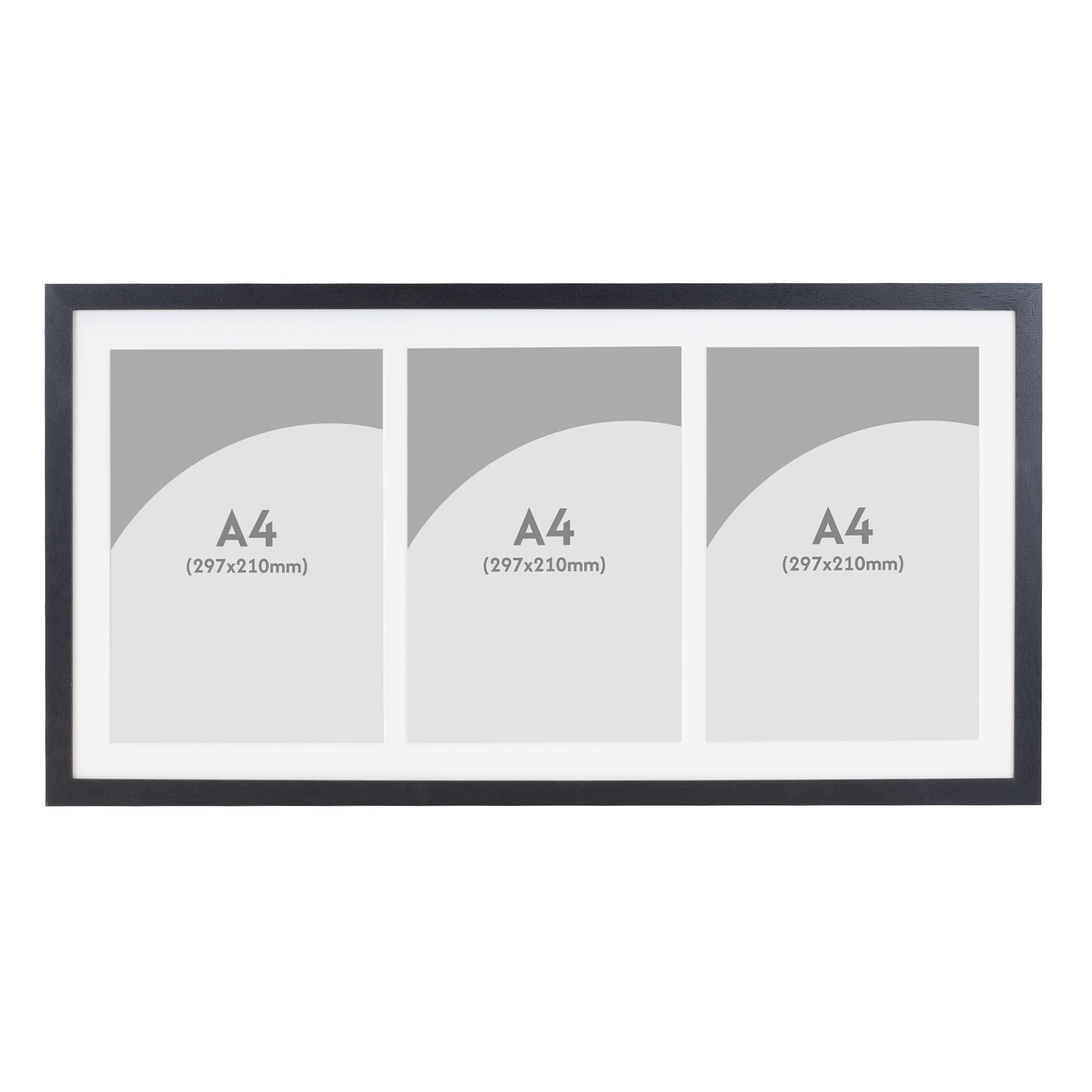 Boldon Framing Black Photo Frames Multiple Pictures Collage Photo Frame For 3 A4 Photos Or Certificates - Graduation Multi Picture Frames For Wall Hanging - Neatly Display Lots Of Photos In One Frame