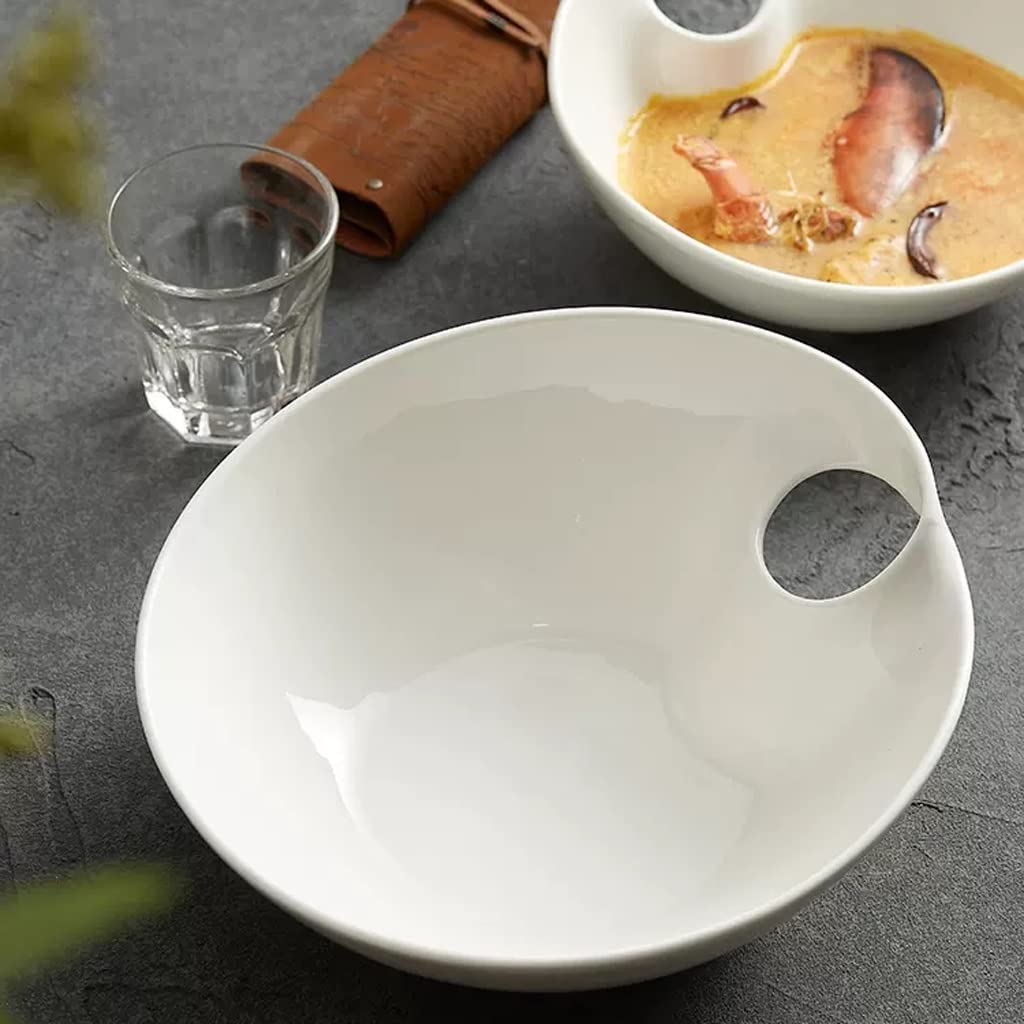 Miski do kuchni duża miska na zupę domowa ceramiczna miska sałatkowa restauracja gotowana ryba duża miska umywalkowa dwuczęściowa salaterka, biała M