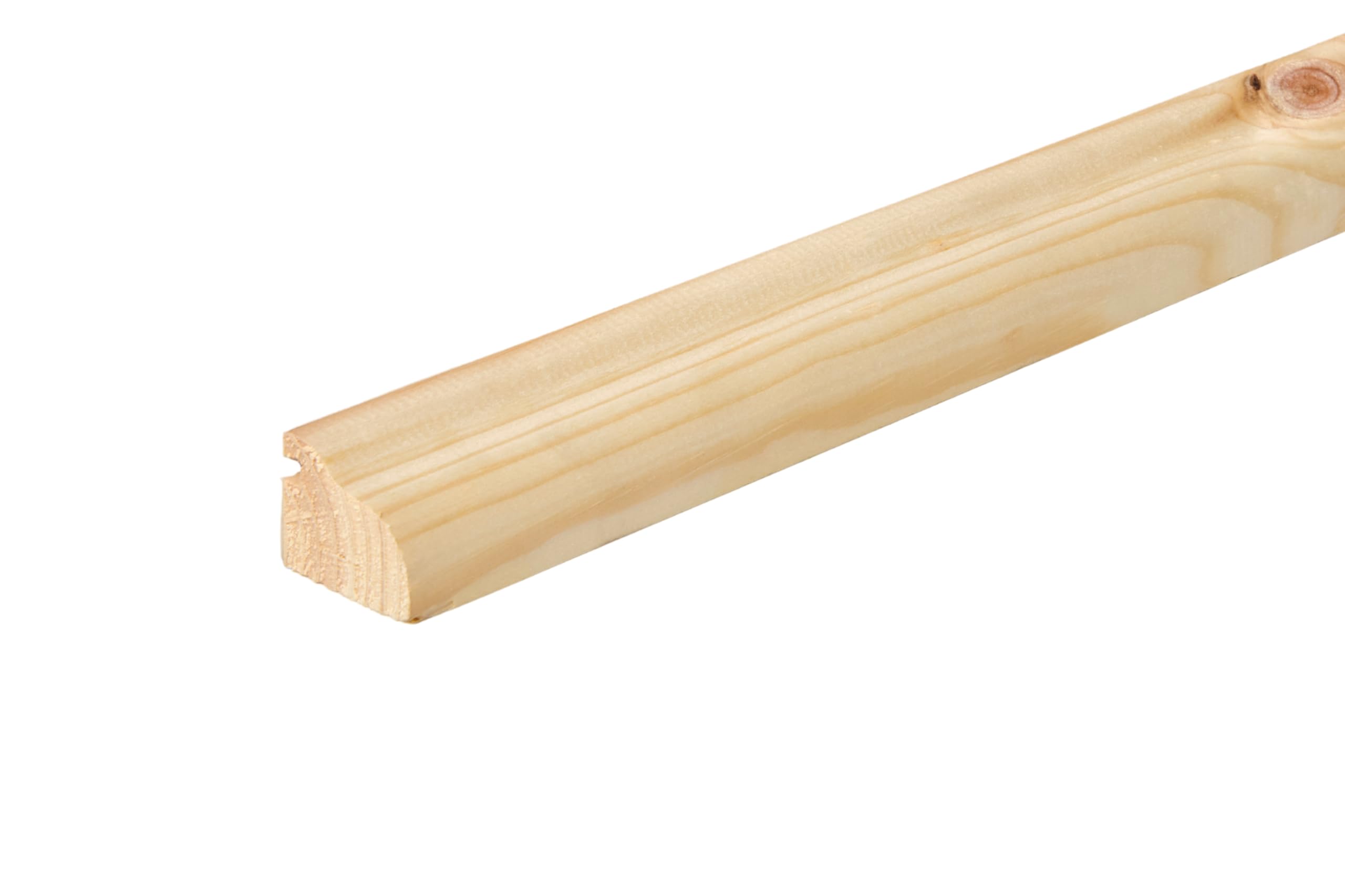 Profilo in legno di pino nodato, adatto a decorazione di interni quali soffitti, pareti, boiserie, finestre, porte, mobili mm. 30x32x1500 confezione pz. 3 totale mt. 4,50. Made Italy.