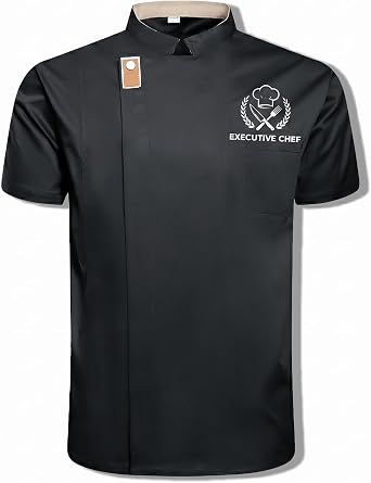 Custom Chef Coat with Logo Text, Personalized Short Sleeve Chef Jacket for Men and Women, Professional Kitchen Uniform