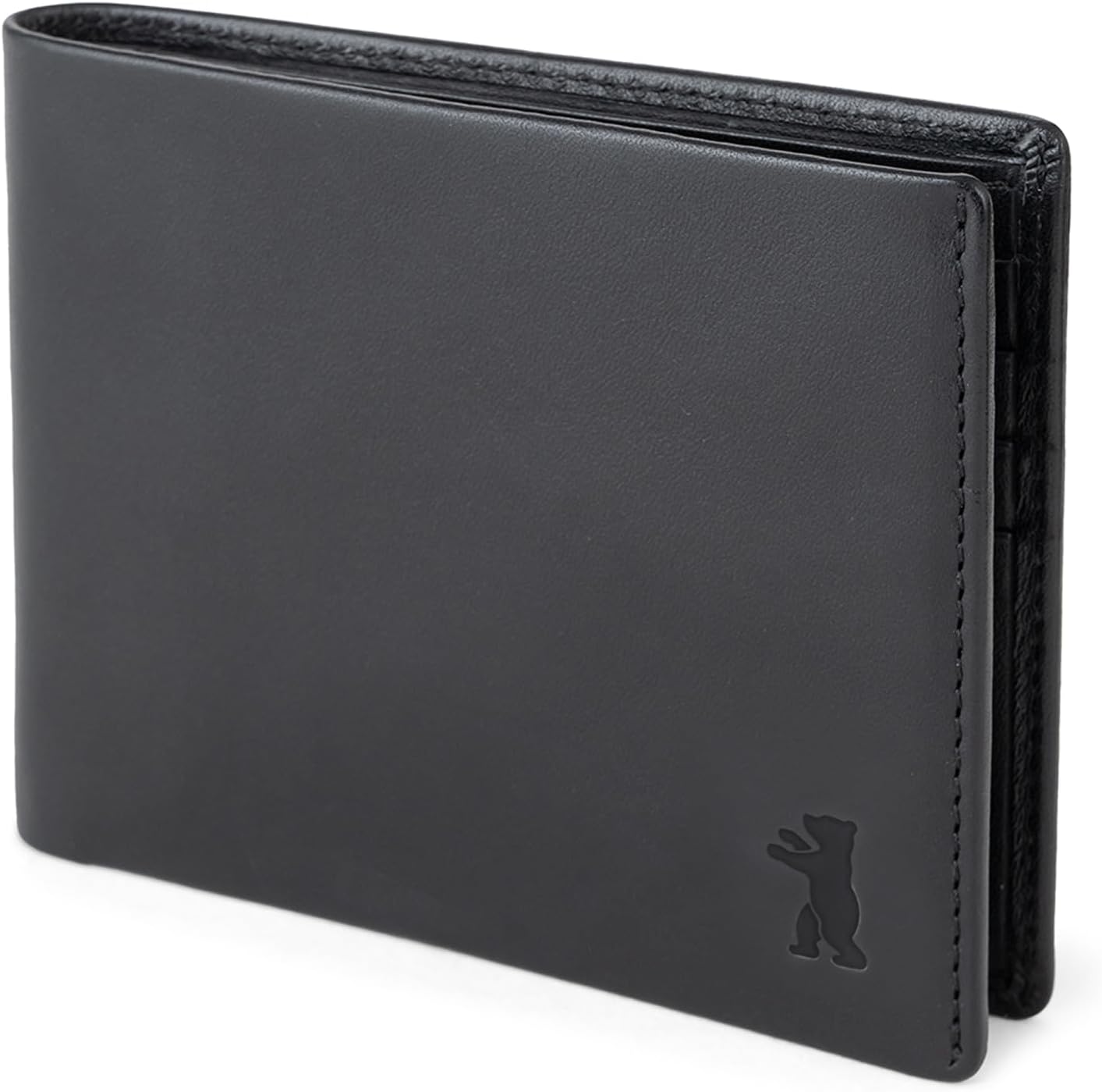 BERLINER BAGS Premium Genuine Leather Wallet for Men Lincoln, RFID Blocking, Bifold, Front Pocket Slim Wallet, 10 Card Holder, 2 Bills Compartment, 1 Gift Box - Black