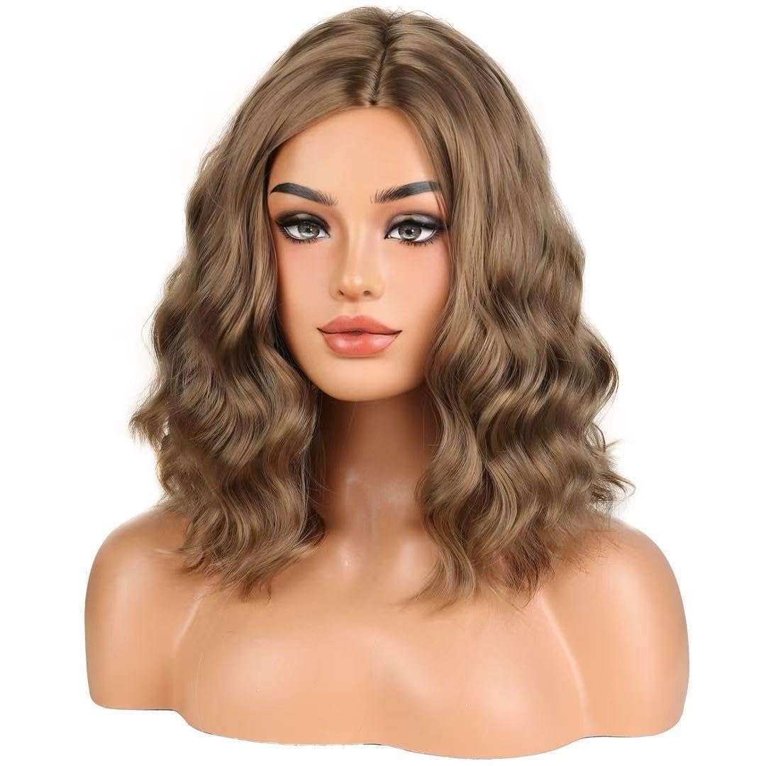 BERON Ash Blonde Side Part Short Curly Wave Wig for Women Girls Blond Shoulder Length Wavy Heat Resistant Synthetic Wigs Cosplay Party or Daily Use - Image 3