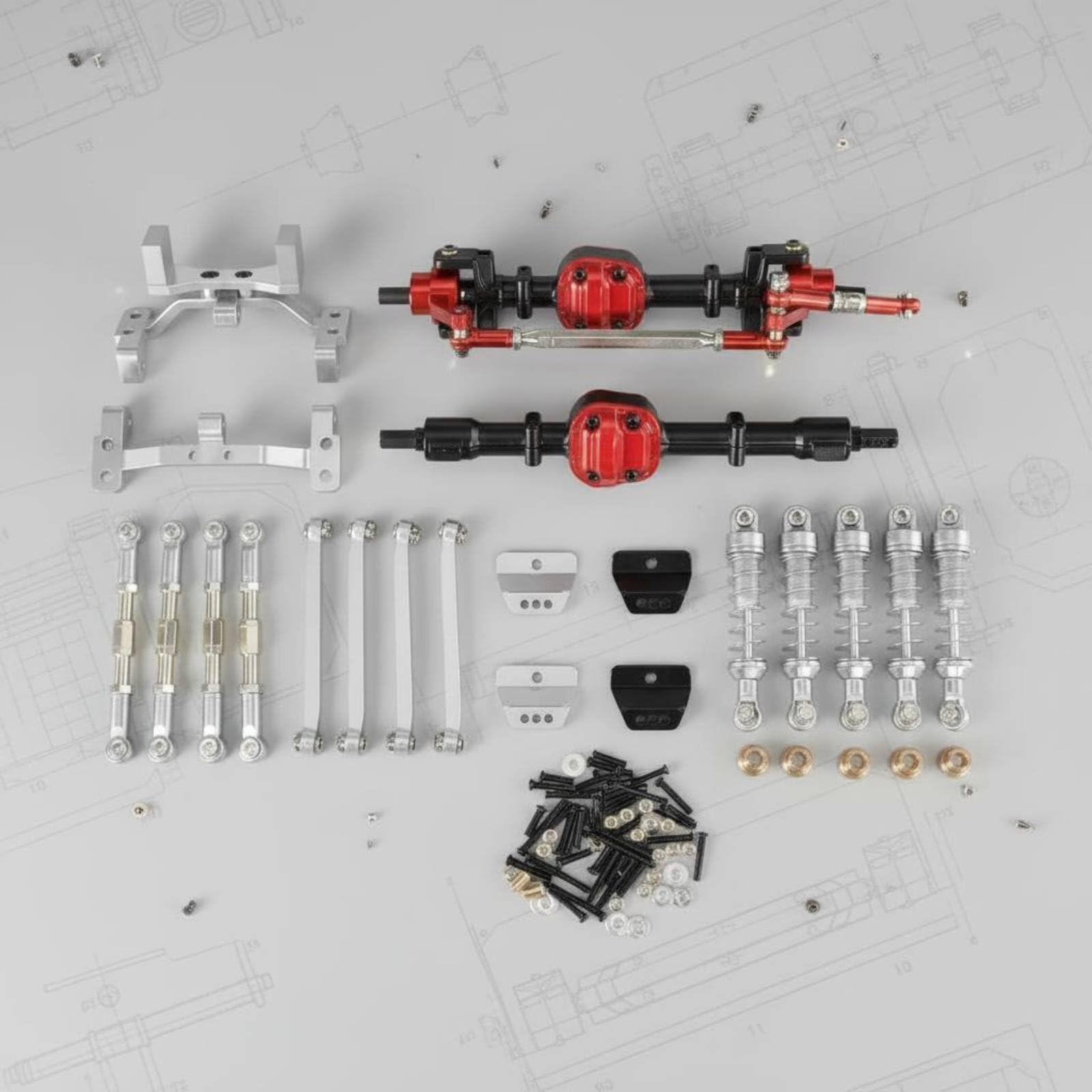 6 Piezas Puente Industrial Eje Carcasa Delantera Trasera Kit Mejora RC Aleación de Aluminio Precisión CNC Superficie Anodizada Adecuado para Coche RC, Color to 6, Style to 6