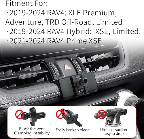 Miniatura 2 de Soporte de teléfono para automóvil para Toyota RAV4 2019-2025, híbrido XSE Limited, Prime XSE 2021-2025, accesorios de automóvil, decoración