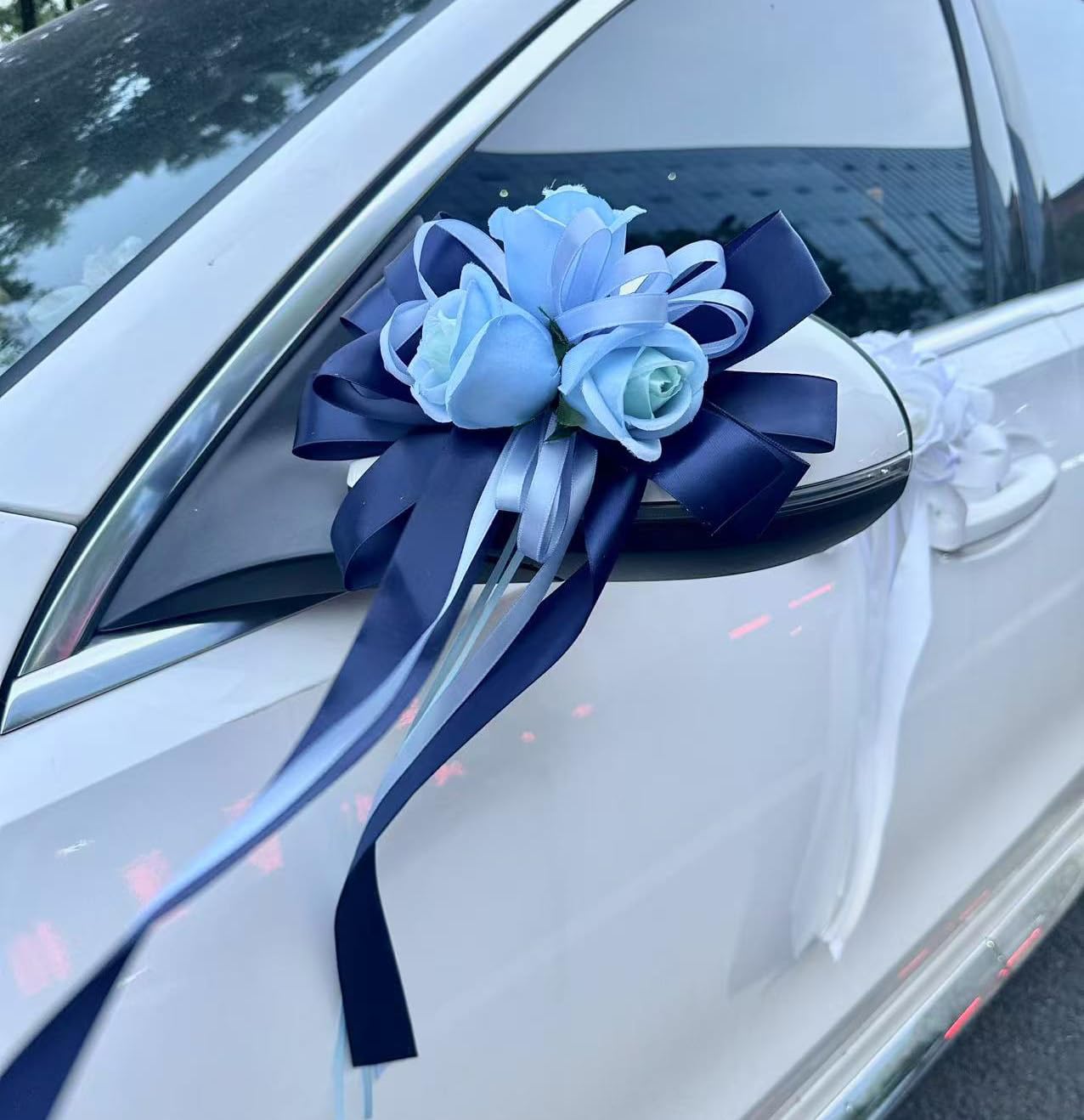 Hochzeitsauto Dekoration Seidenblume Autoschleifen Blume für Autoschmuck Türgriffleiste Rückspiegel Dekoschleife Dekorative Kunstblumen Hochzeit Wedding Car ZubehörRosa8pcs