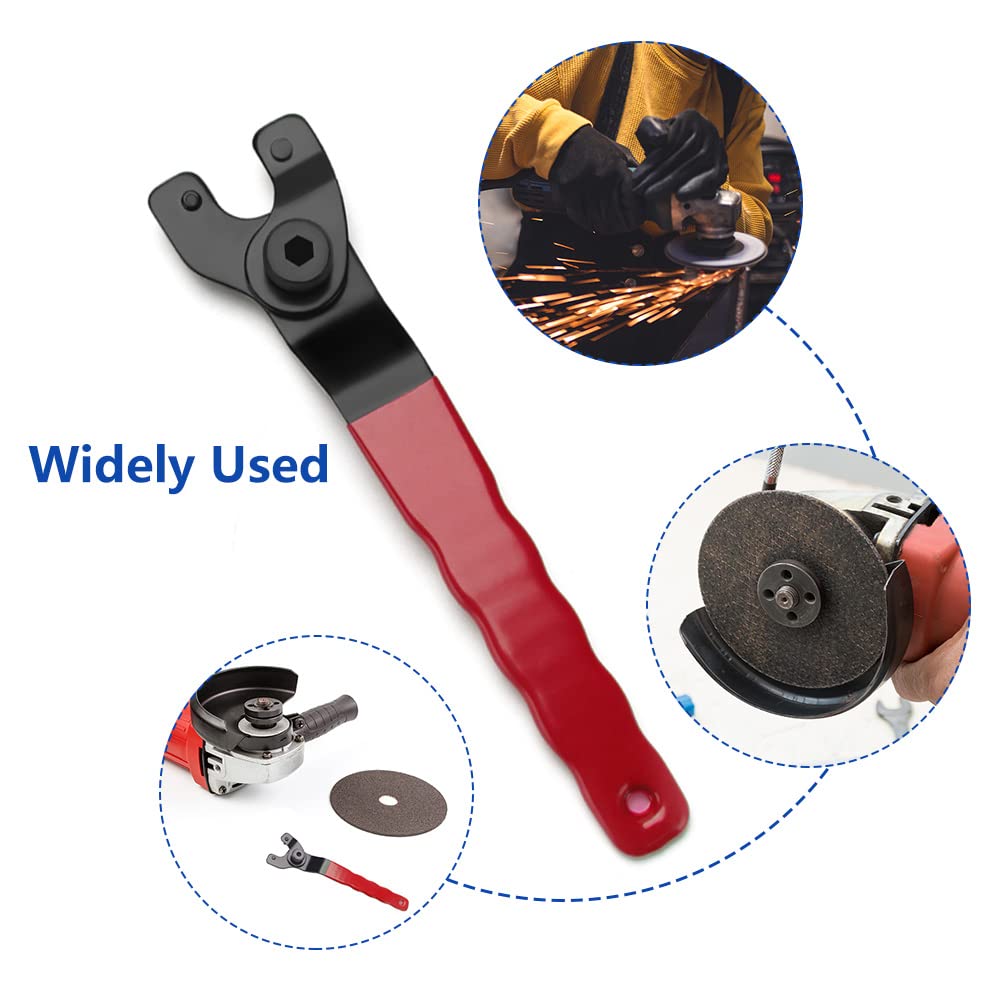 VooGenzek Chiave Regolabile per Smerigliatrice Angolare, con Chiave a Brugola e 2 Flange, 10-52mm Chiave Angolare Universale per Smerigliatrice con Manico in Plastica (Rosso Nero)