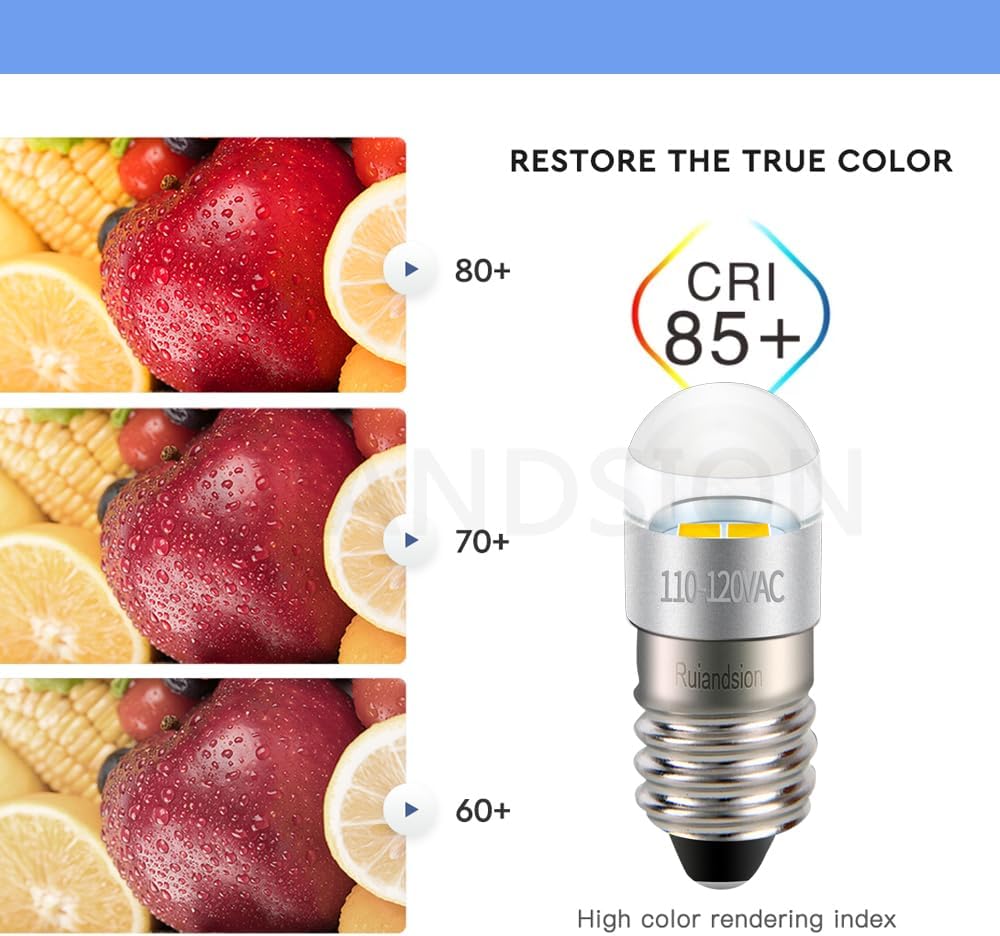 Ruiandsion E10 LED Machine Indicator Light AC 110-120V 2835 2SMD Chips Warm White Screw Base Bulb for Candles Home Bedroom Office Decor Lights Pack of 5