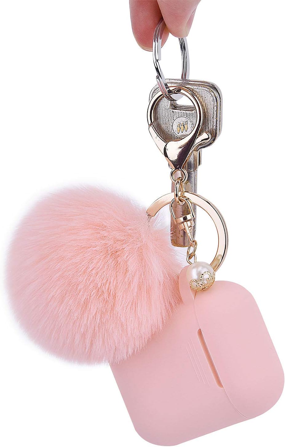Filoto Case for Airpods, Filoto Airpod Case Cover for Apple Airpods 2&1 Charging Case, Cute AirPods Silicone Soft Case Accessories Keychain/Skin/Pompom/Strap (Pink+Black)
