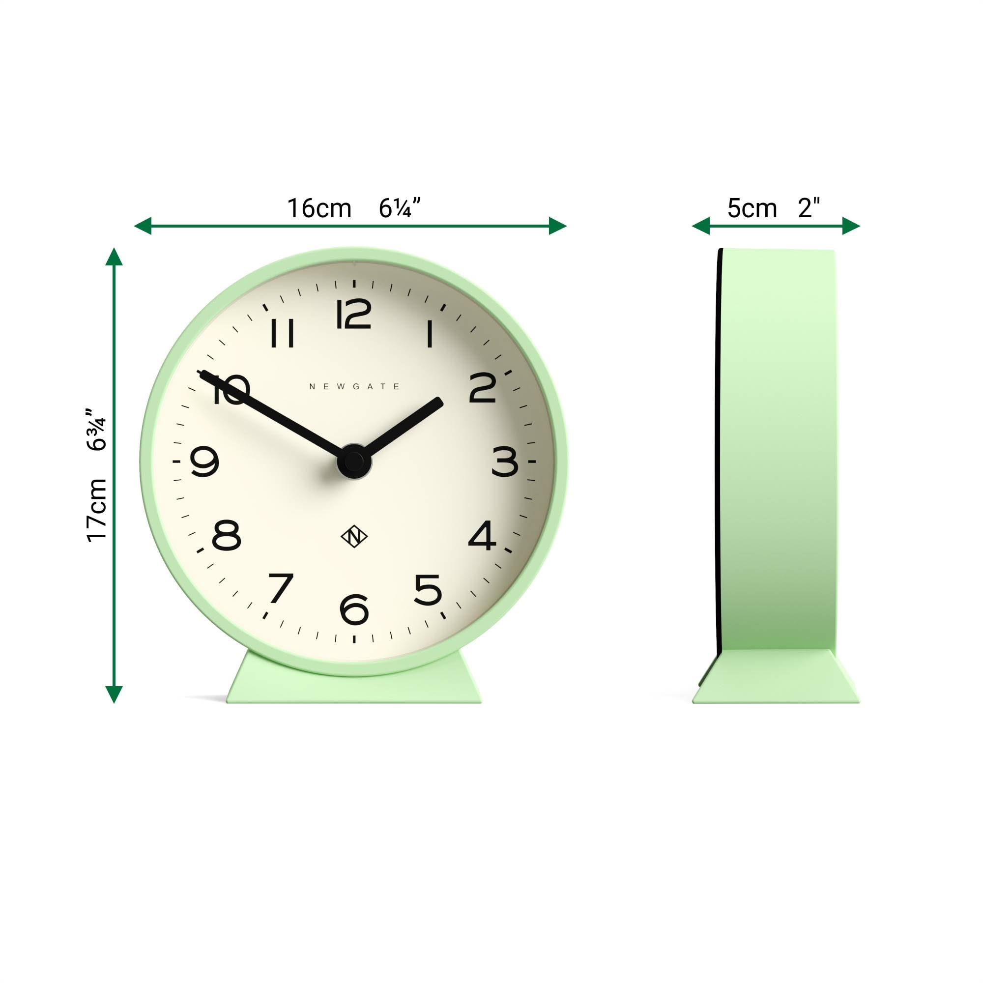 NEWGATE® M Mantel Echo Schreibtischuhr | Modernes runddesign | Neo-mintgrün | Leicht lesbare Zahlen | Zeitgenössischer Stil für Schreibtisch, Tisch, Regal oder nachttisch
