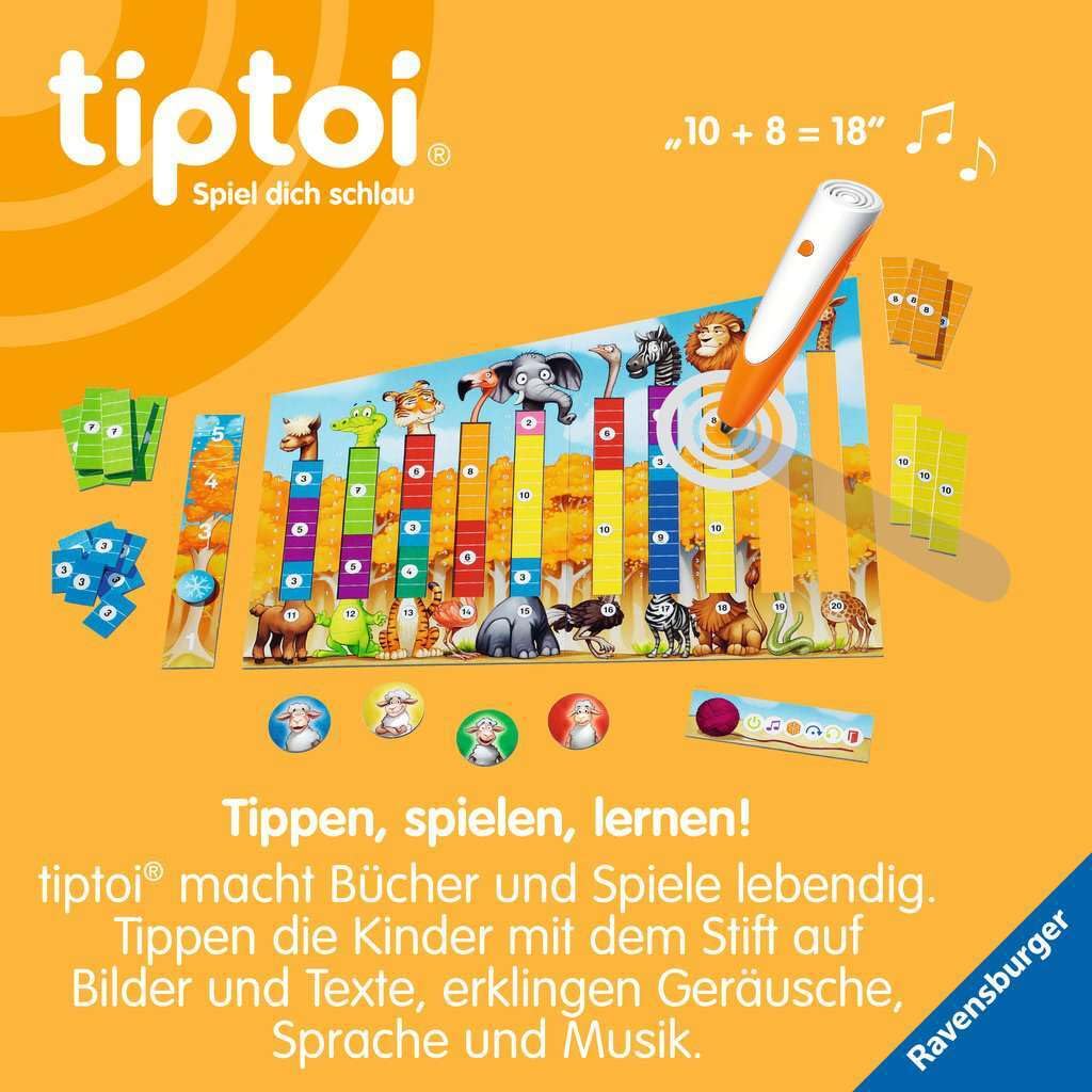 Ravensburger Tiptoi – Le Zoo De Calcul Fou – Jeu Éducatif Coopératif D'Addition Dès 4 Ans (1 à 4 Joueurs)