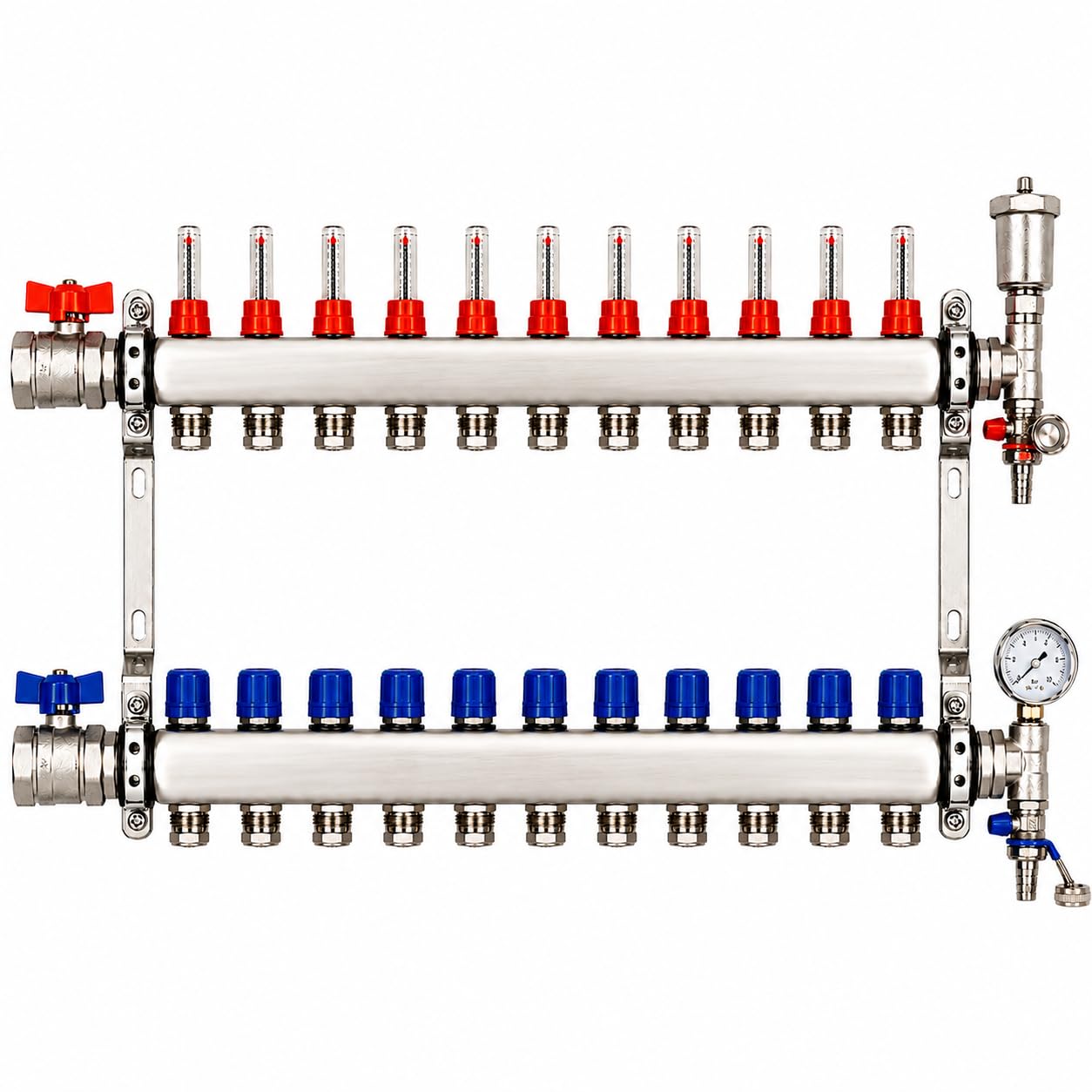 Underfloor Heating Manifold 11 Port Stainless Steel (16mm eurocone)