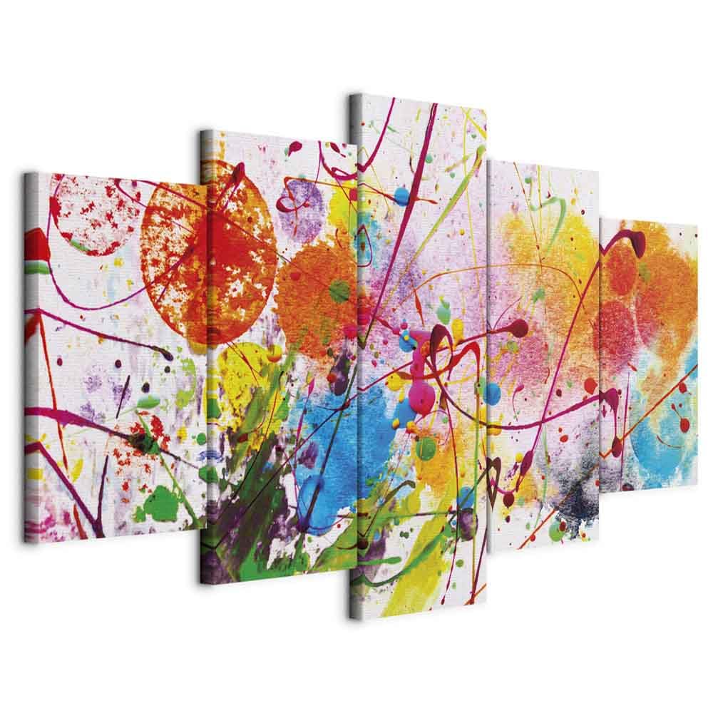 Cuadros B&D XXL - Cuadro en Lienzo Colorido 200x100 cm 5 piezas - Impresión en material tejido no tejido cuadros decoracion salon modernos lienzos - Abstracto blanco arte como pintado f-C-0100-b-n