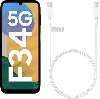 Samsung 25W Type C To C Cable Super Fast Cord F34 5G Devices 5A 1M Type C For PD Charger 45W Support Samsung Galaxy F54,A54,M34,A34,M14,A14,F14,F23,M33 Z Fold/Flip Phone Super Fast Cord, White