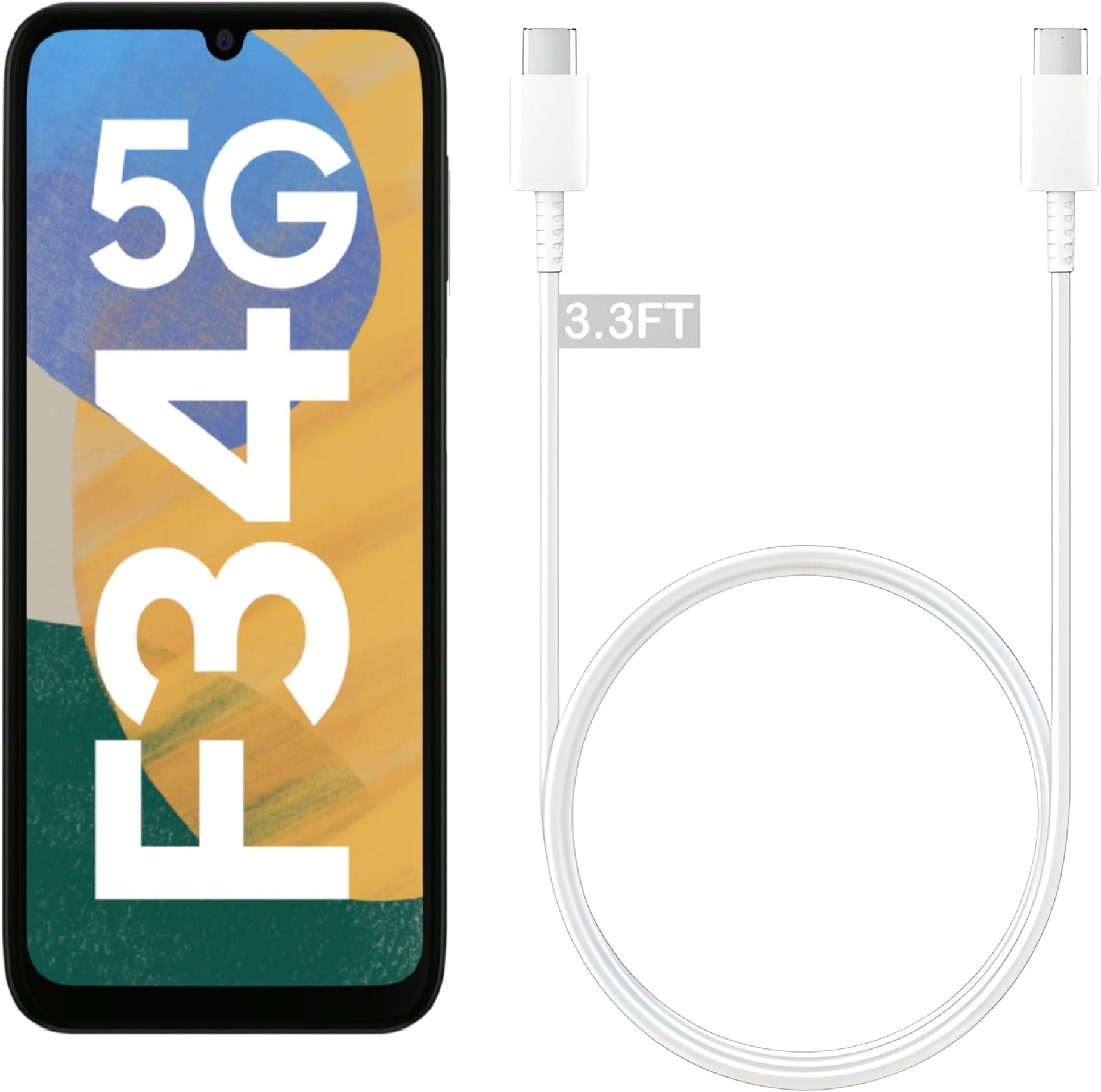 Samsung 25W Type C To C Cable Super Fast Cord F34 5G Devices 5A 1M Type C For PD Charger 45W Support Samsung Galaxy F54,A54,M34,A34,M14,A14,F14,F23,M33 Z Fold/Flip Phone Super Fast Cord, White