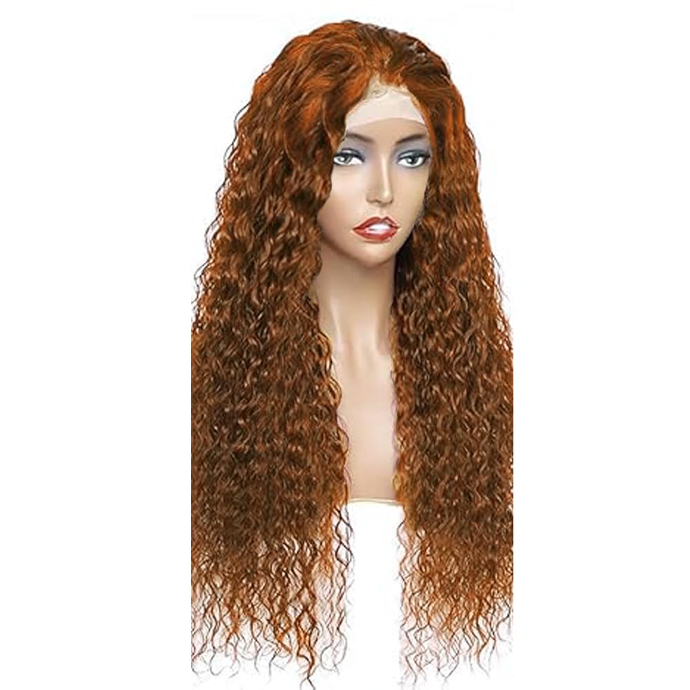 Human Hair Wig Curly Wave 4X1 Lace Parrucche Donna Capelli Veri Glueless Wear and Go Pre Plucked with Baby Hair Low Shedding #30 Light Brown for Women 24 Inch