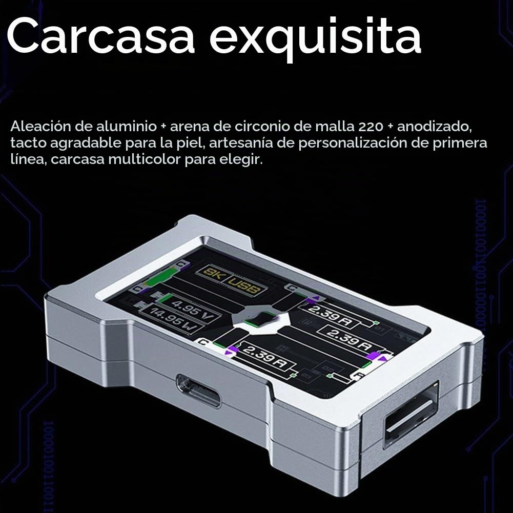 HMLAB ZNEO Hub USB Gaming de 2 A 3 Puertos 8KHz con Pantalla, Moderno para Configuración de Escritorio con de Juego, con 2X Cable C A C RGB B