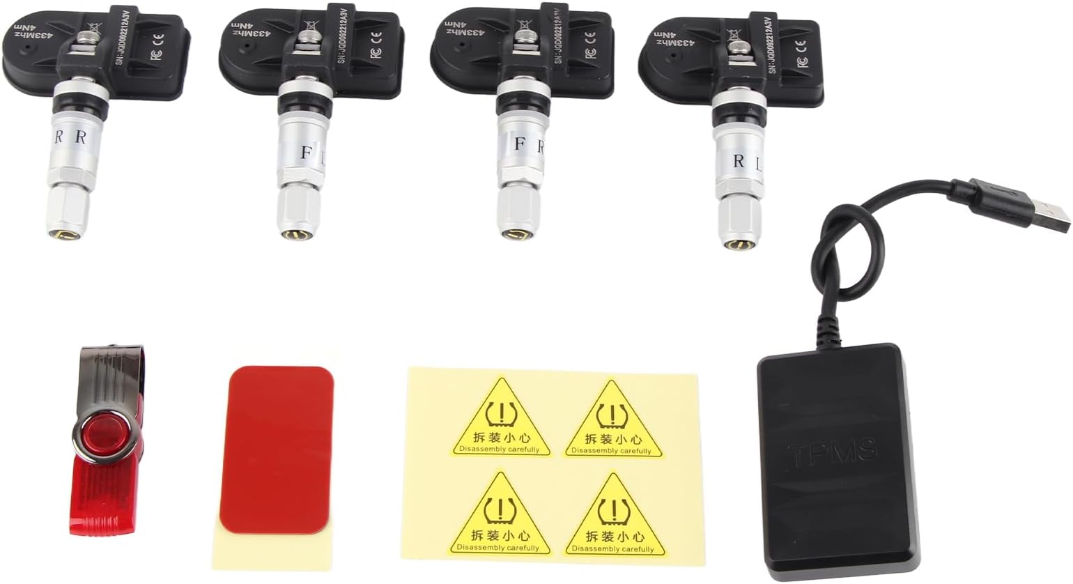 Tire Pressure Monitor, USB TPMS Monitoring Alarm with External Sensor, Auto Car Tire Pressure Monitor System, USB TPMS Wireless