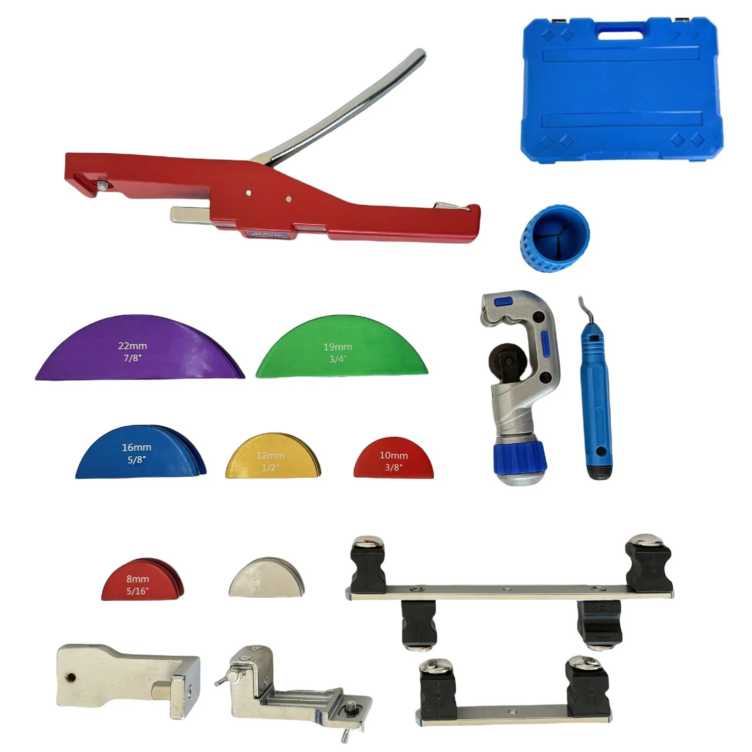Cintreuse Tuyaux à Cliquet 7 Matrices Outil Cintrage 6-22 mm à 90 Angles Machine à Cintrer Les Tuyaux pour Cintrer des Tubes en Cuivre Aluminium et en Acier à Paroi Mince