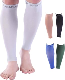 Doc Miller Calf Compression Sleeve for Men & Women – Footless Compression Socks, Knee High 30-40 mmHg, Shin Splint Relief, Leg Compression Sleeves for Running, Swelling, Nurses, Varicose Veins, 1 Pair
