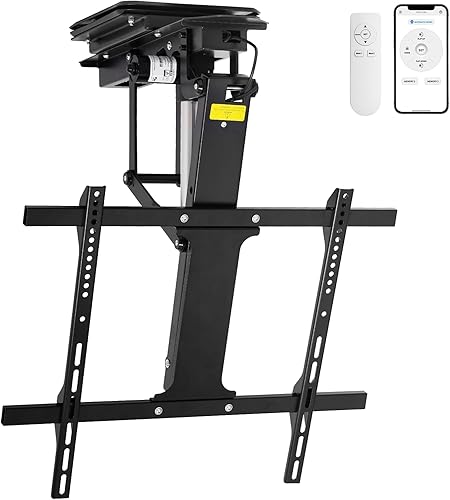 Soporte de TV giratorio manual de 360 TOPSKY eléctrico ajustable con control remoto y aplicación, soporte de techo motorizado grande para