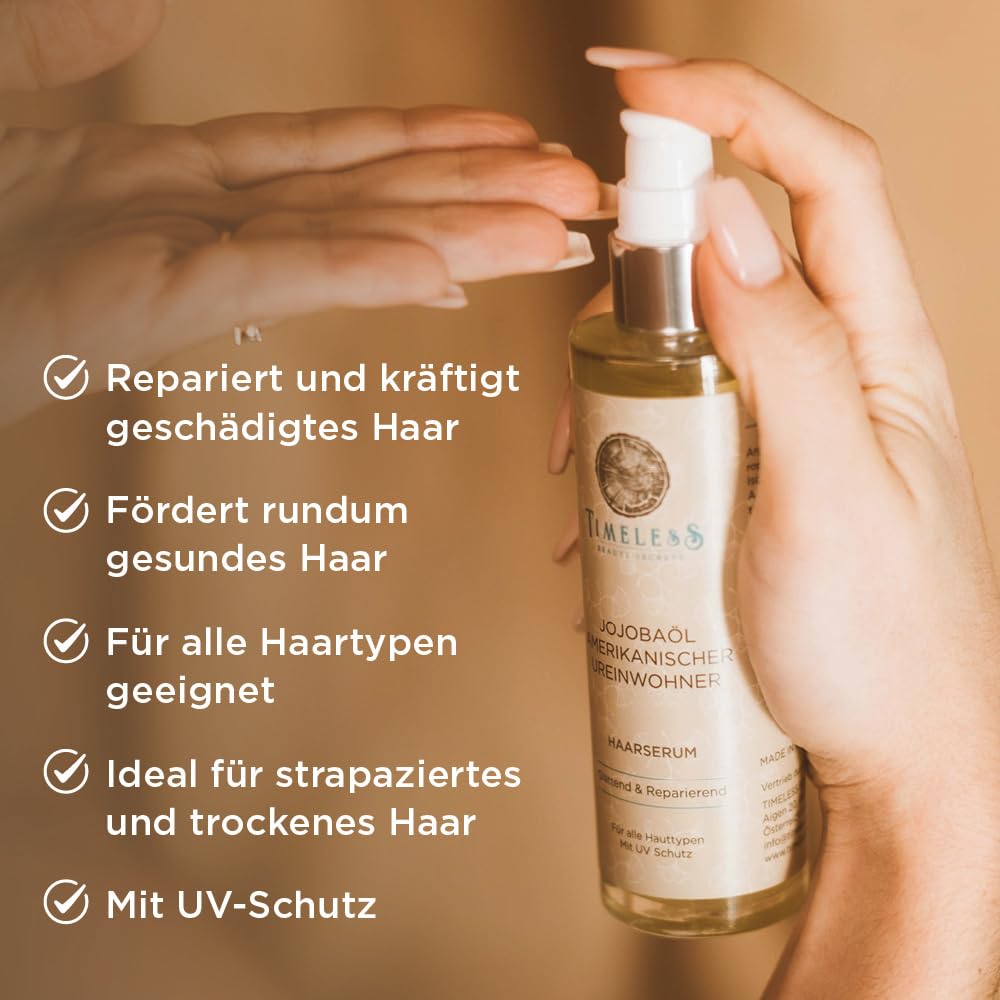 TBS Haarserum Jojobaöl Amerikanischer Ureinwohner - Für Intensive Feuchtigkeitsaufnahme, Entwirrt Verfilztes Haar und Verleiht Glanz