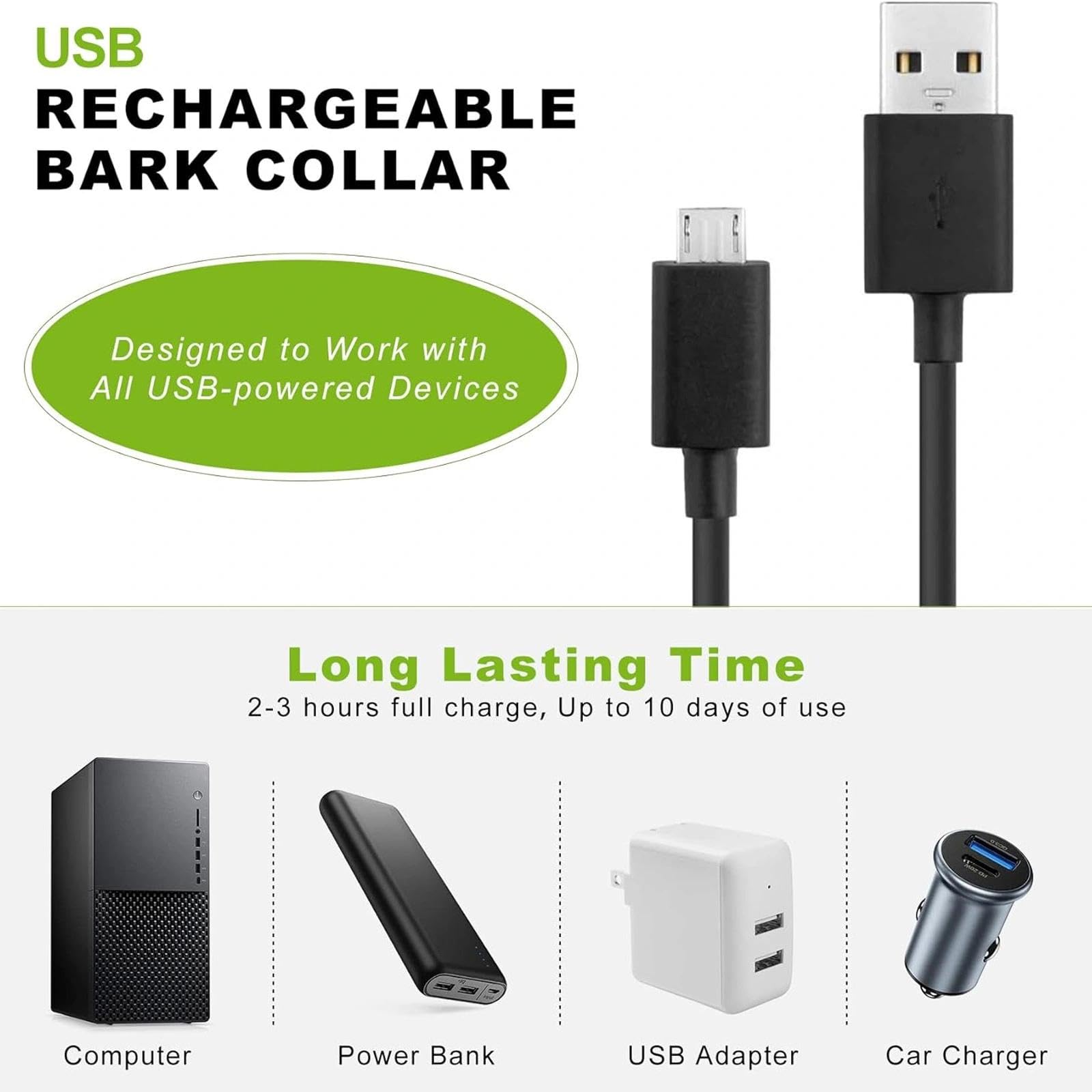 Collier lumineux pour chien (design à double sangle), luminosité réglable, collier pour chien rechargeable (noir)
