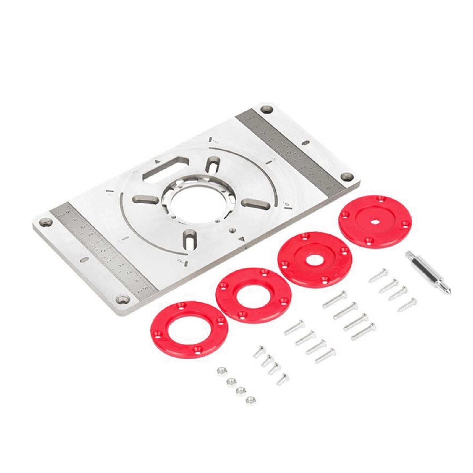 Frezarka stołowa ze stopu aluminium Wkładka Płyta Maszyna do przycinania Narzędzie do grawerowania Flip Board z 4 pierścieniami do obróbki drewna(Rood)