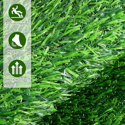 Césped artificial exterior MOKKHNB alfombra verde lavable de entrada 5