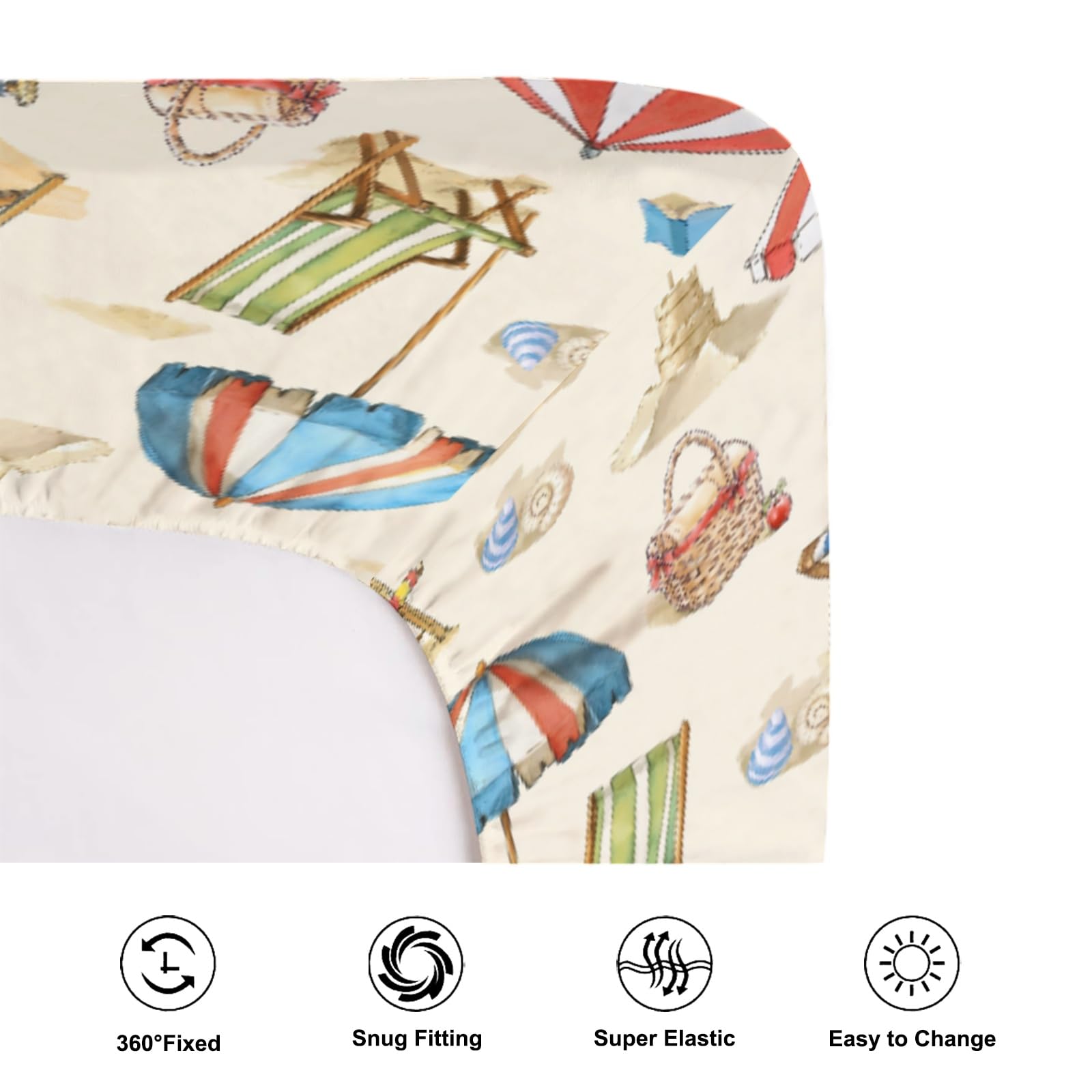 Sábanas bajeras ajustables para cuna de bebé para niñas y niños de 52 x 28 pulgadas, fundas de colchón para cuna costera, suaves y transpirables, sábana de bebé hawaiana para cuna estándar y colchón