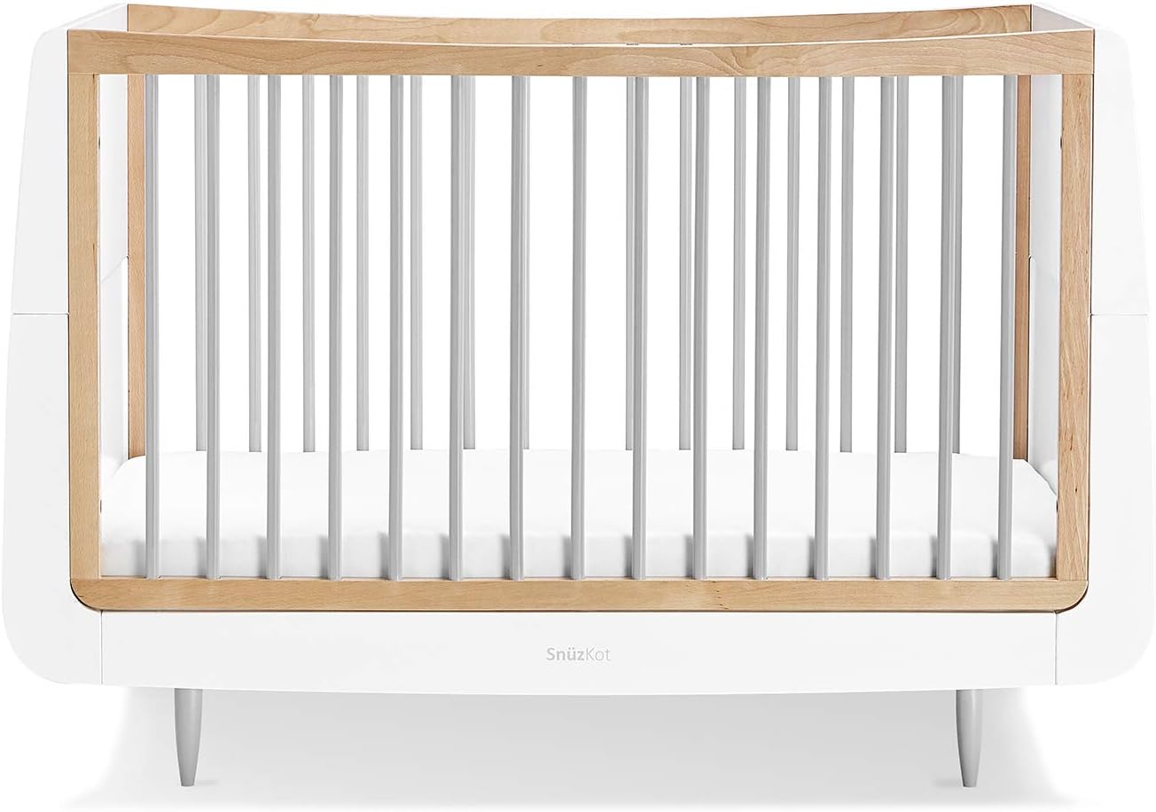 Snuzkot skandi convertible cot bed - grey, 120 x 81 x 25.5 cm, suitable from birth to 10 years with extension kit