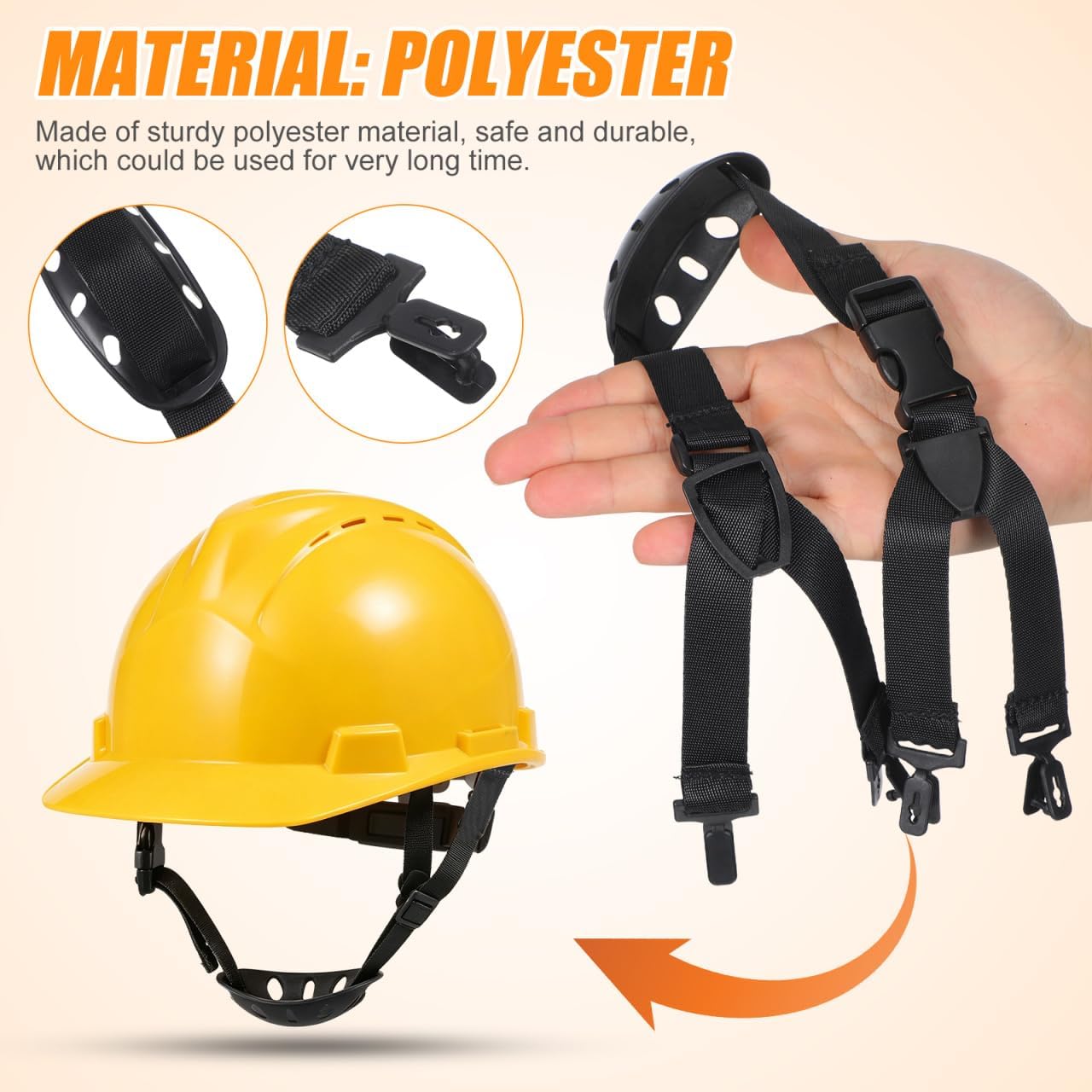 6 Pcs Hard Hat Chin Strap, 22 Inch Adjustable Polyester Universal Helmet Accessories, Construction Site Industrial Protective Gear Replacement