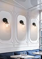 Vista 8 de Phansthy Aplique de pared industrial negro de la sola lámpara del cuarto de baño con pantalla del globo de 5,9 pulgadas