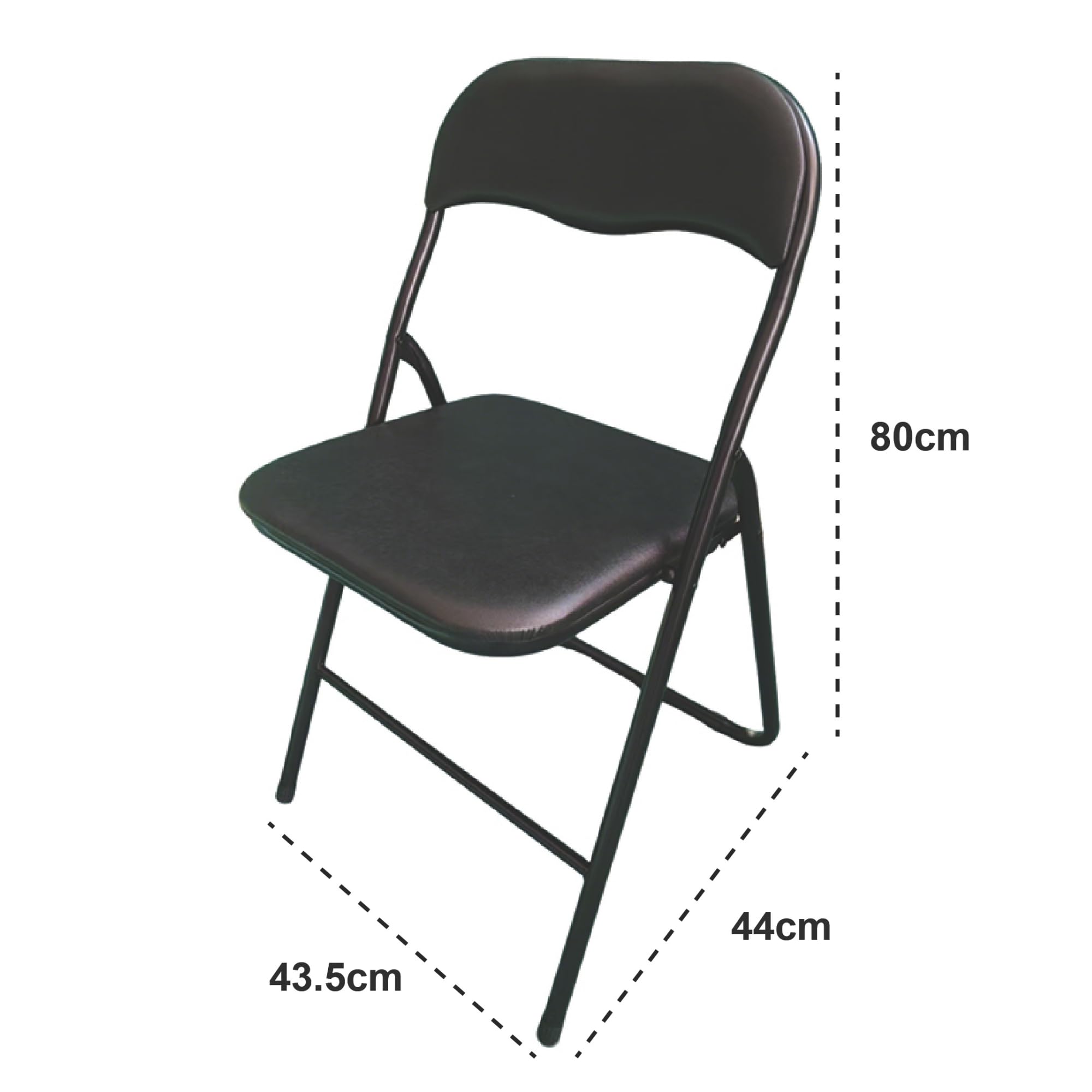 Pack 4 Sillas Plegables Negras Premium con Estructura Metálica y Asiento Acolchado en Polipiel PU. Respaldo Ergonómico de para Eventos, Oficina y Hogar. Diseño Moderno y Resistente (80x44x43,5 cm)