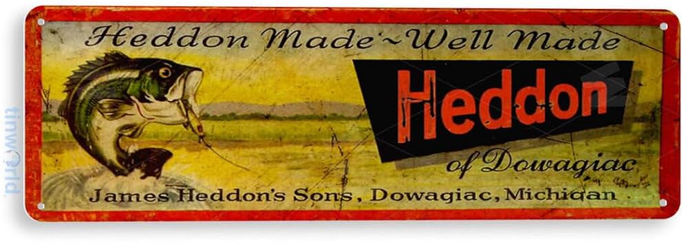 Amazon.com: Tinworld Tin Sign: Heddon Fishing Lures Retro