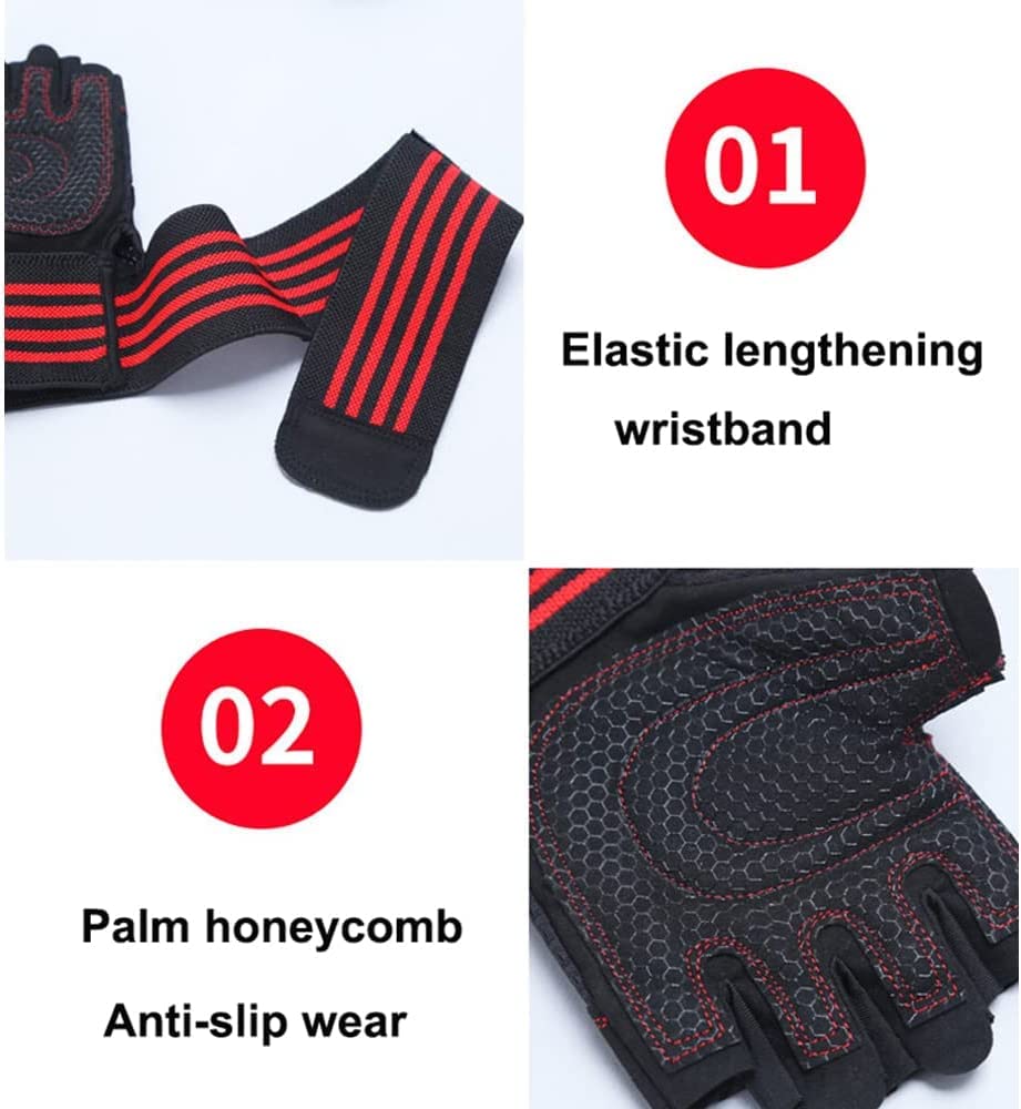 Guantes para mujeres y hombres, guantes de levantamiento de pesas para gimnasio, ejercicio físico, mancuernas, guantes de gimnasio acolchados transpirables y antideslizantes, 1 par (color: C, ta