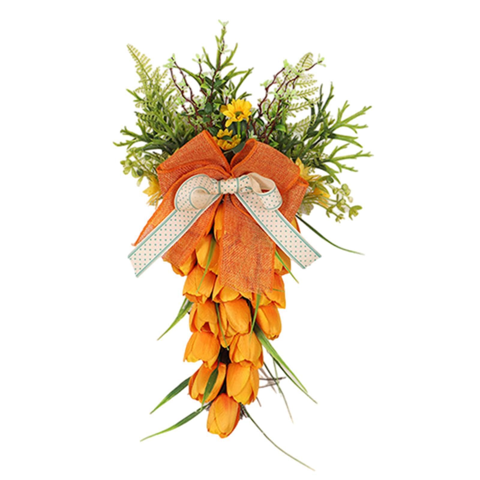 YIXANNX Easter Wreath Decorative Spring Teardrop Swag Lightweight Ornament Wall Hanging For Any Occasion Parties Easter Carrot Wreath Wall Hanging Ornament