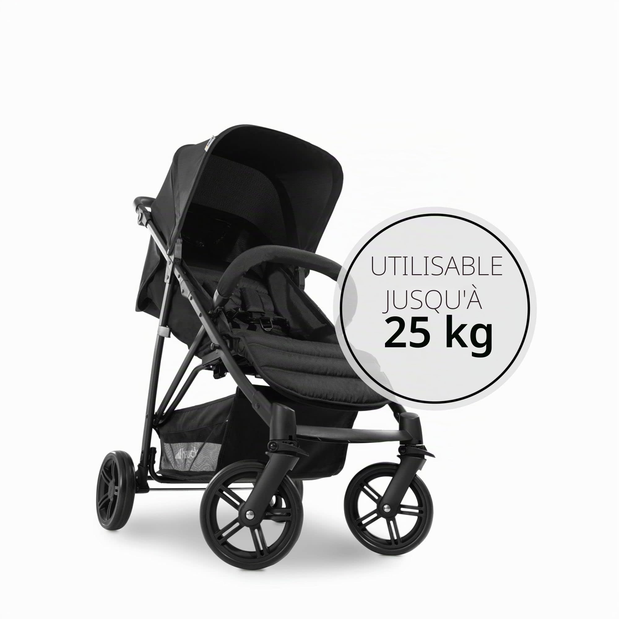 hauck Poussette Canne Compacte Rapid 4, dès la Naissance, Jusqu'à 25kg, Légère, Pliable, Fonction Allongée, Réglable en Hauteur, Grand Panier, Noir