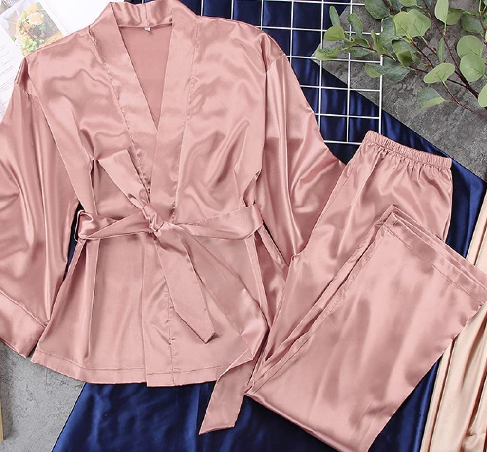 Ensembles De Pyjama Femme,Cardigan À Lacets Marron Clair À Manches Longues Ensemble De Vêtements De Nuit Femme Pyjama Deux Pièces Personnalité Douce Décontracté Cadeau De Festival Loungewear